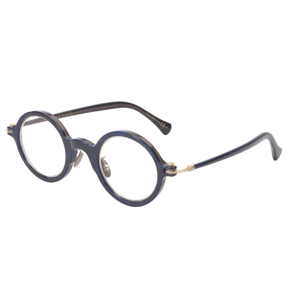 TAVAT Scope Blue Brown Havana Brille Seitenansicht Acetat blau braun havanna Metallbügel Italien München Optiker Brillen Schneider