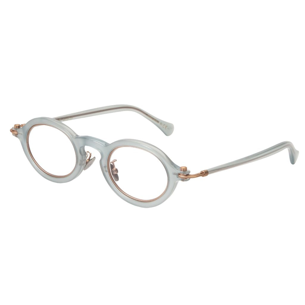 TAVAT Token Seafoam Brille Seitenansicht Acetat transparent Grünblau Metallbügel Italien München Optiker Brillen Schneider