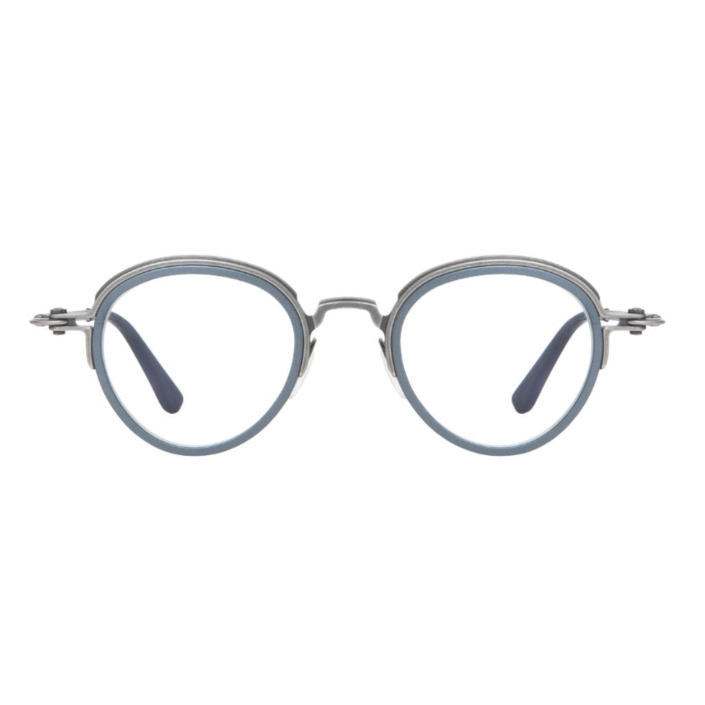 TAVAT Velor AL Gun Blue Grey Brille Frontansicht rund Metall grau blau München Optiker Brillen Schneider