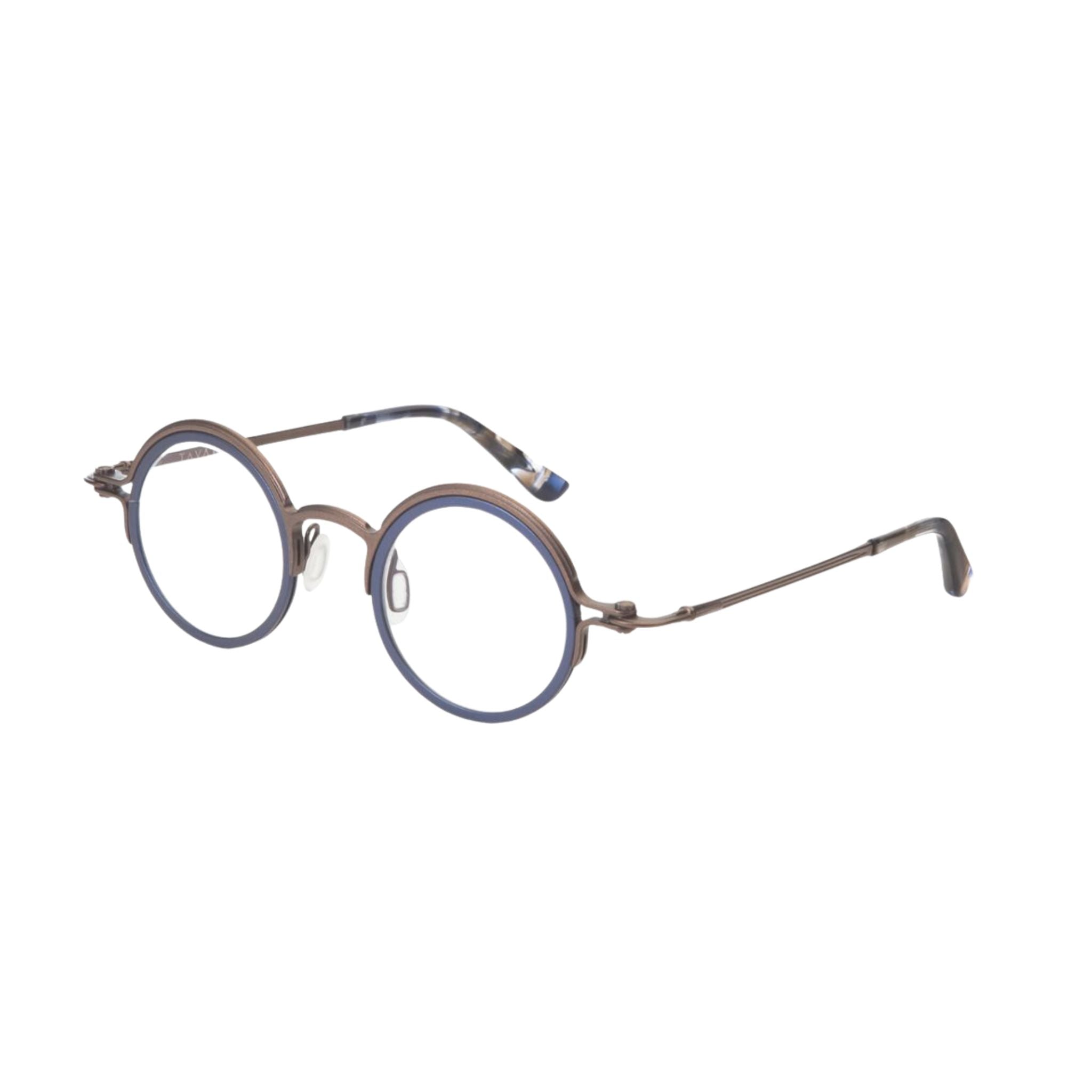 TAVAT Zephyr AL Bronze Dark Blue Brille Seitenansicht Metallrahmen blau bronze Aluminium Italien München Optiker Brillen Schneider