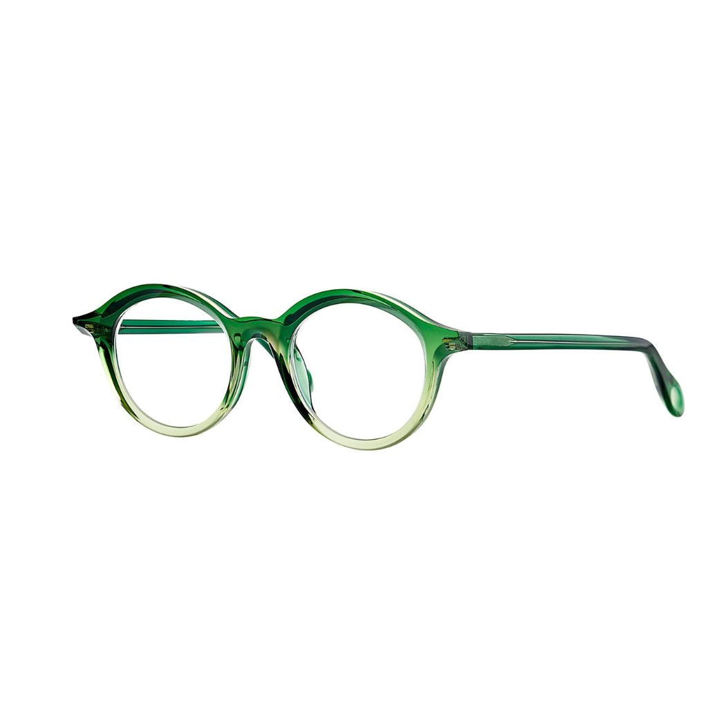 Theo Eyewear Brille Modell Dagbreek 11 mit grünem Farbverlauf – stilvolle Designerbrille bei Brillen Schneider in München, perfekt für anspruchsvolle Brillenträger.
