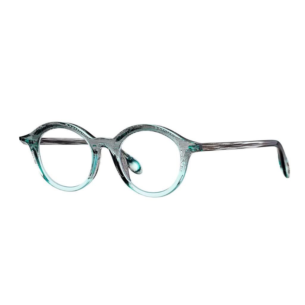 Theo Eyewear Brille Modell Dagbreek 15 mit schwarz-blauen Farbverlauf – stilvolle Designerbrille bei Brillen Schneider in München, perfekt für anspruchsvolle Brillenträger.