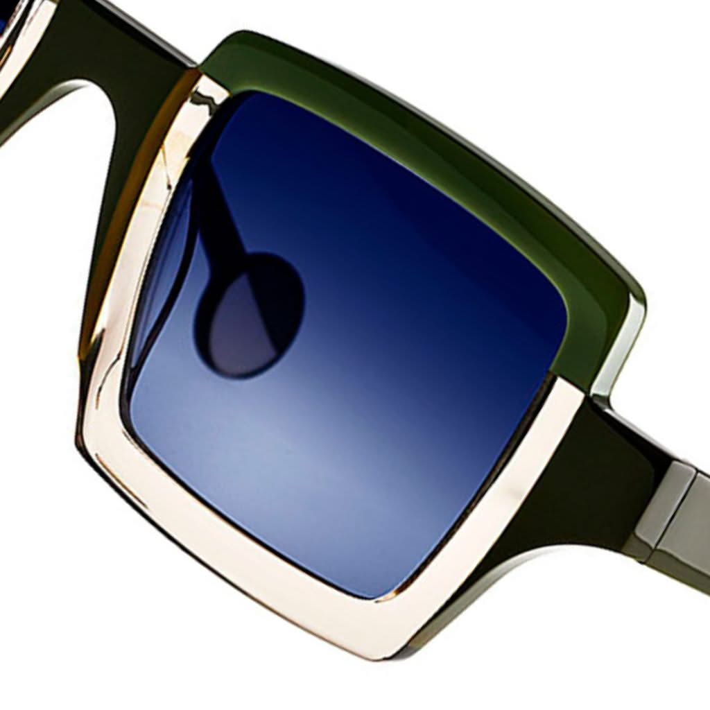 Detail der Theo Orphisme 5 Sonnenbrille, zeigt den robusten Rahmen und die UV-schützenden Gläser, exklusiv bei Brillen Schneider in München.