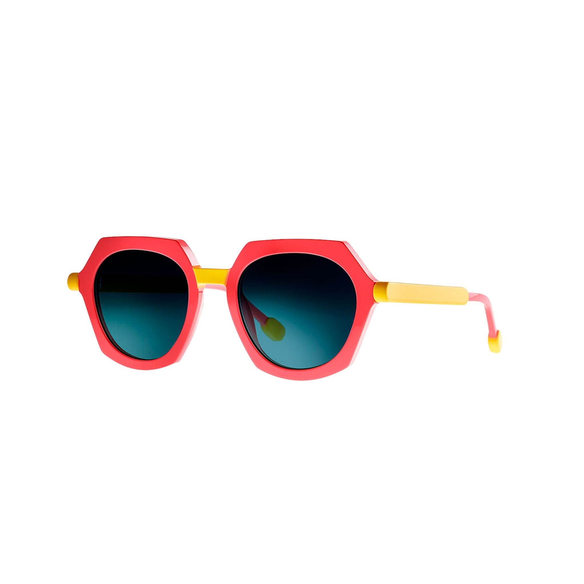 Theo STOX 22 Designer Sonnenbrille Frontansicht Panto Pink Gelb Acetat München Optiker Brillen Schneider
