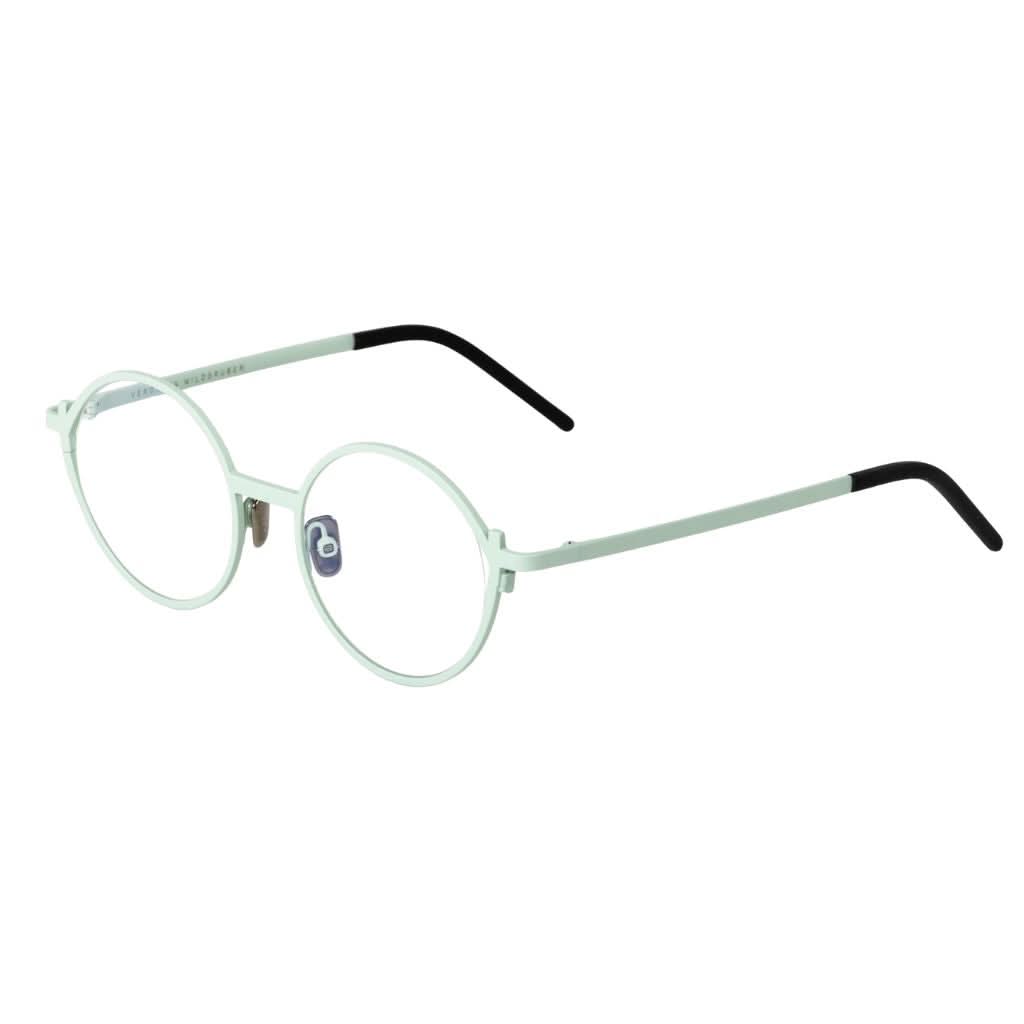 Designerbrille Veronika Wildgruber LUKE 086 in Mint – Seitenansicht feine Metallbrille im minimalistischen Design bei Brillen Schneider München