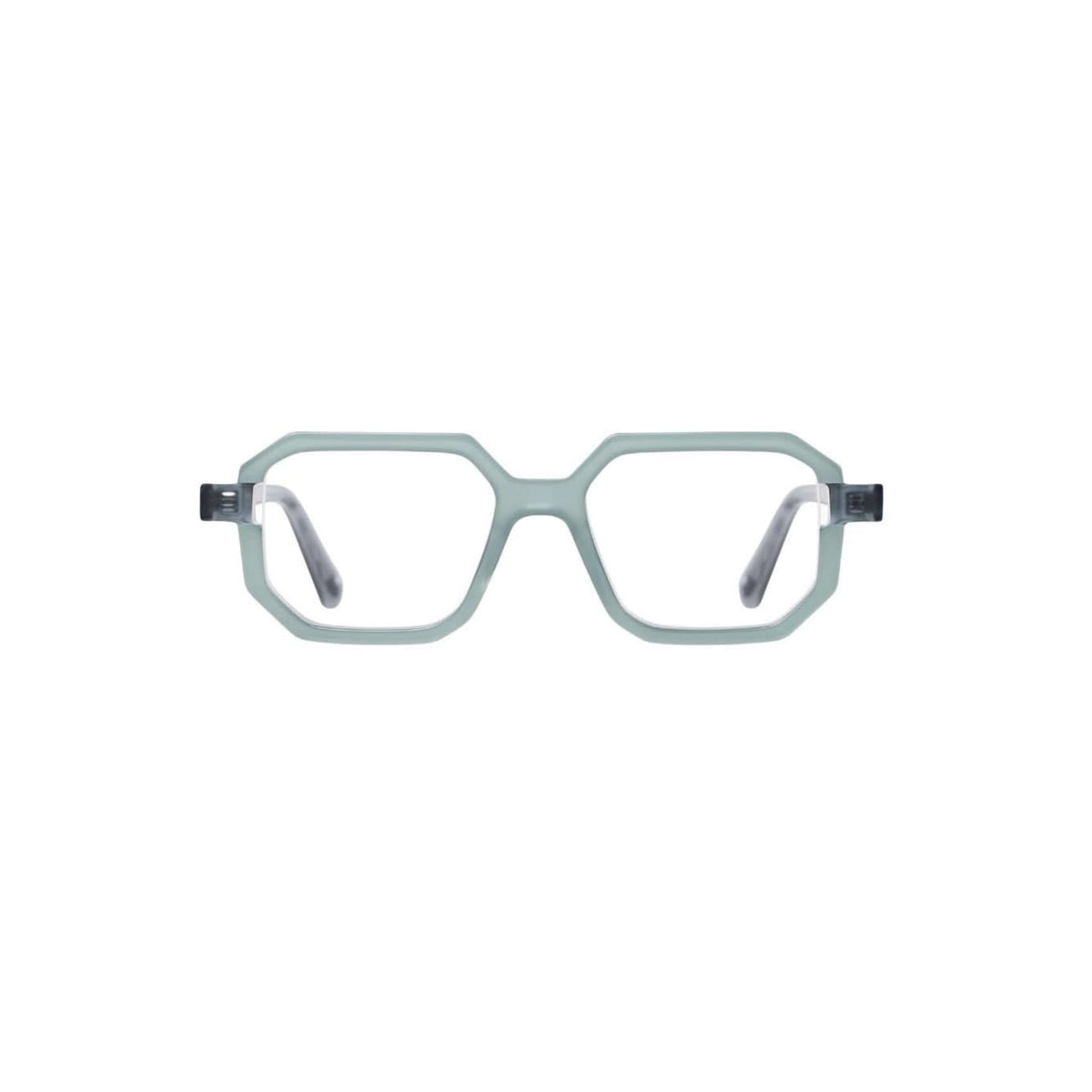 Frontansicht der Veronika Wildgruber PALMER 196 in Mineral – elegante Designerbrille aus Acetat in zartem Grün-Mint bei Brillen Schneider München