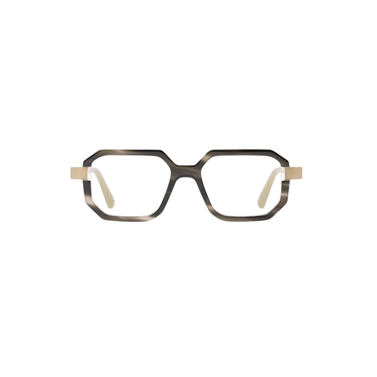 Frontansicht der Veronika Wildgruber PALMER 201 in Noisette – skulpturale Designerbrille aus Acetat mit klarer Geometrie bei Brillen Schneider München