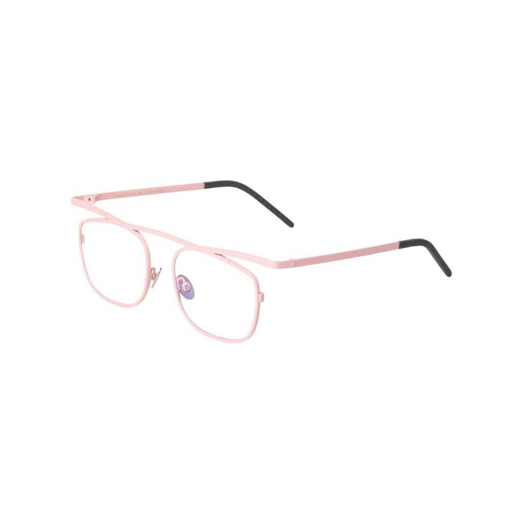 Designerbrille Veronika Wildgruber ROBIN 085 in Rose – Seitenansicht minimalistische Brille mit durchgehender Linienführung bei Brillen Schneider München