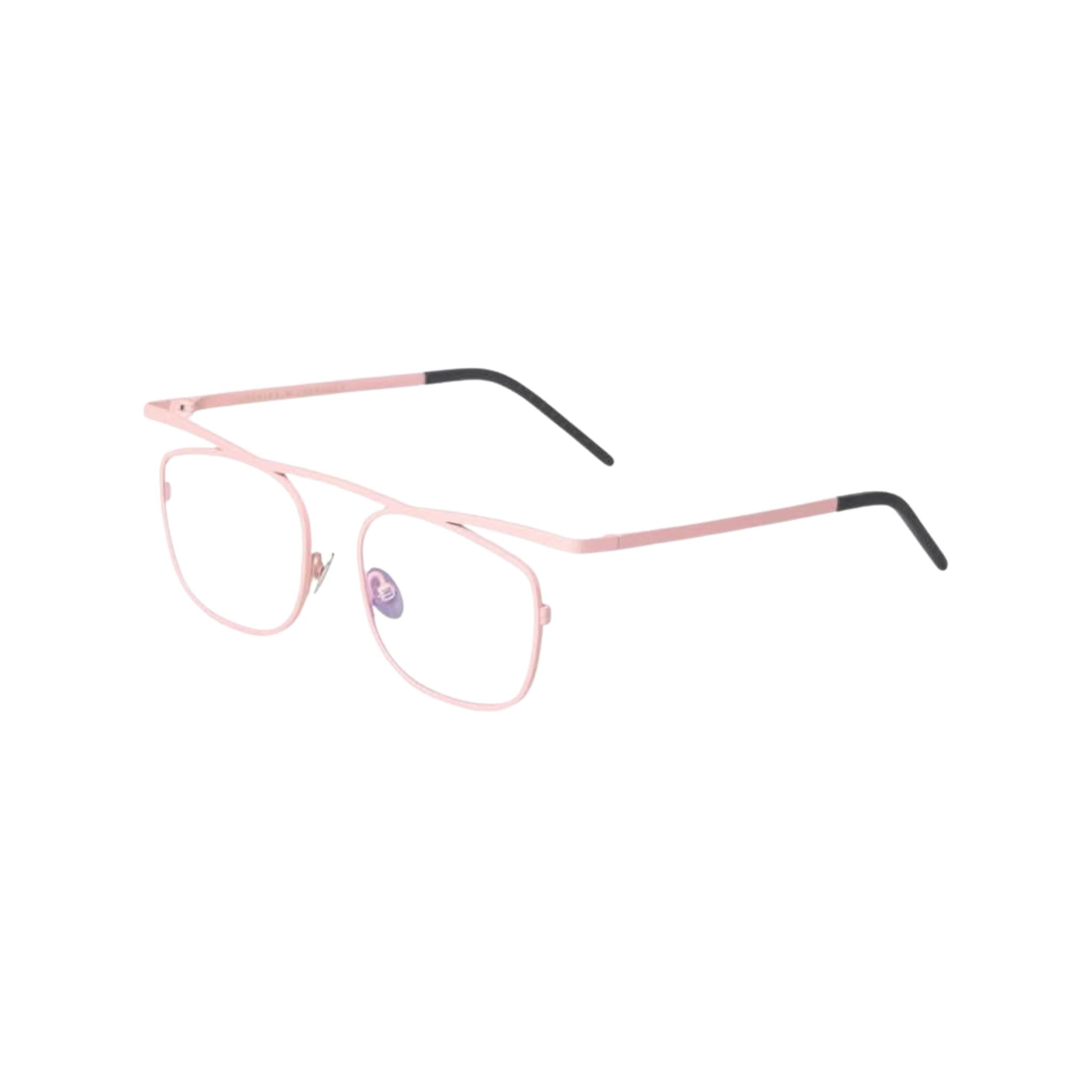 Designerbrille Veronika Wildgruber ROBIN 085 in Rose – Seitenansicht minimalistische Brille mit durchgehender Linienführung bei Brillen Schneider München
