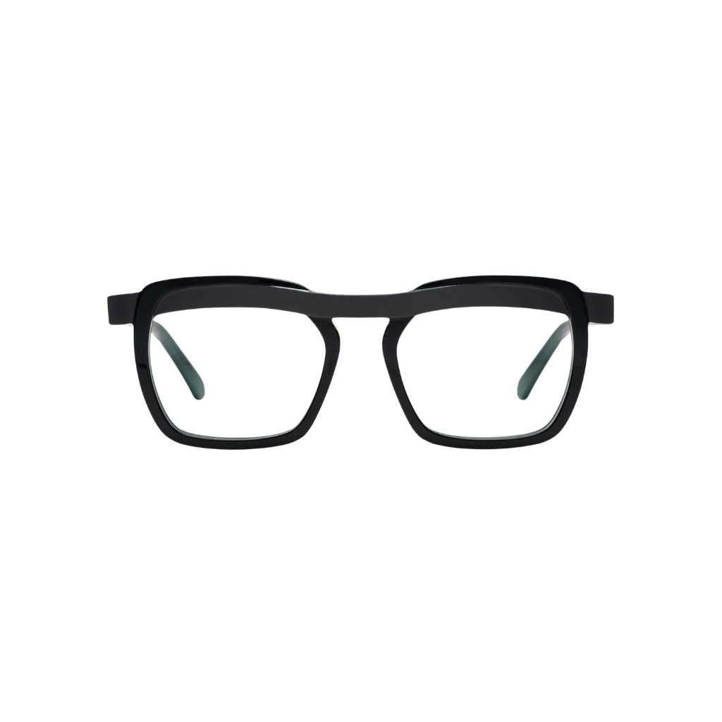 Designerbrille Veronika Wildgruber TONI 002 Black – Frontansicht grafisches Design aus der Suspense Collection nur bei Brillen Schneider München