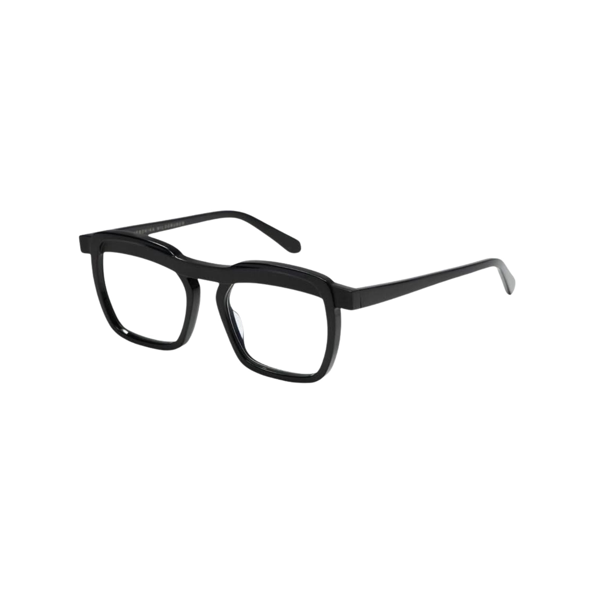 Seitenansicht der Veronika Wildgruber TONI 002 Black – konzeptionelle Brille mit durchgehender Linienführung bei Brillen Schneider München
