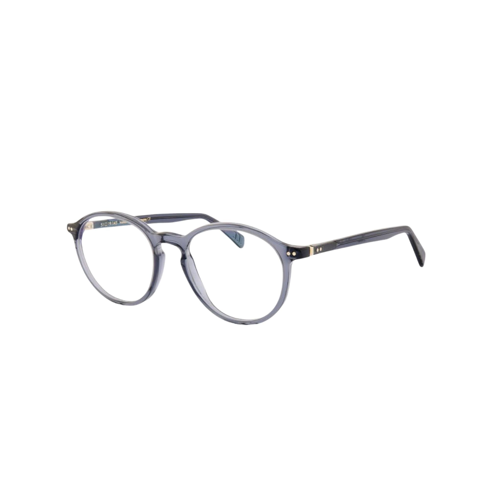 Designerbrille Lunor A11 451 in Vintage Blau – Seitenansicht feine, matte Acetatbrille bei Brillen Schneider München Maxvorstadt beraten lassen