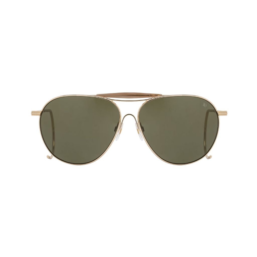 American Optical HAZEMASTER Sonnenbrille Frontansicht Aviator Gold Grün Gläser München Optiker Brillen Schneider