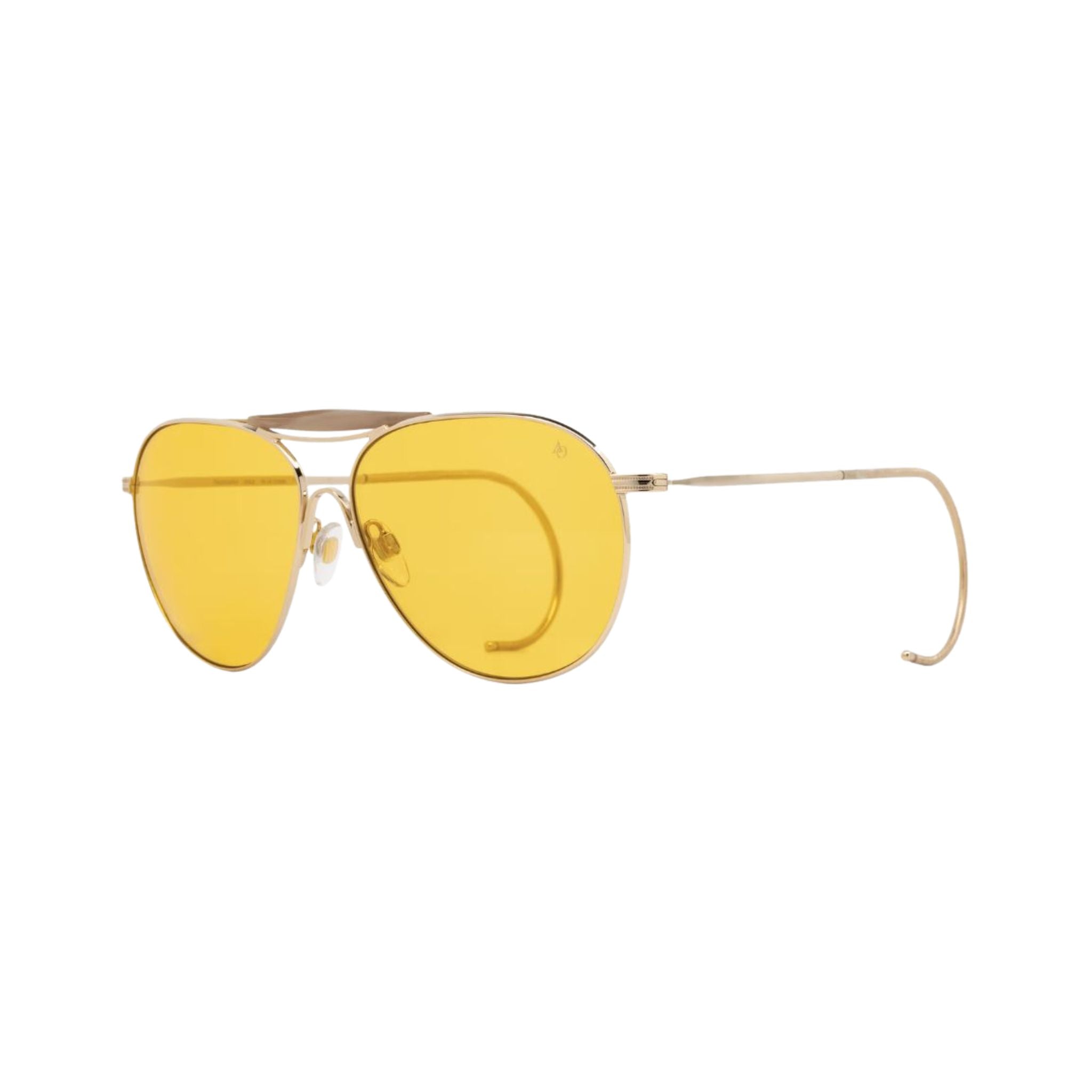 American Optical HAZEMASTER Detail Sweatbar Acetat Gold Rahmen orange Gläser hochwertige Verarbeitung München Optiker Brillen Schneider