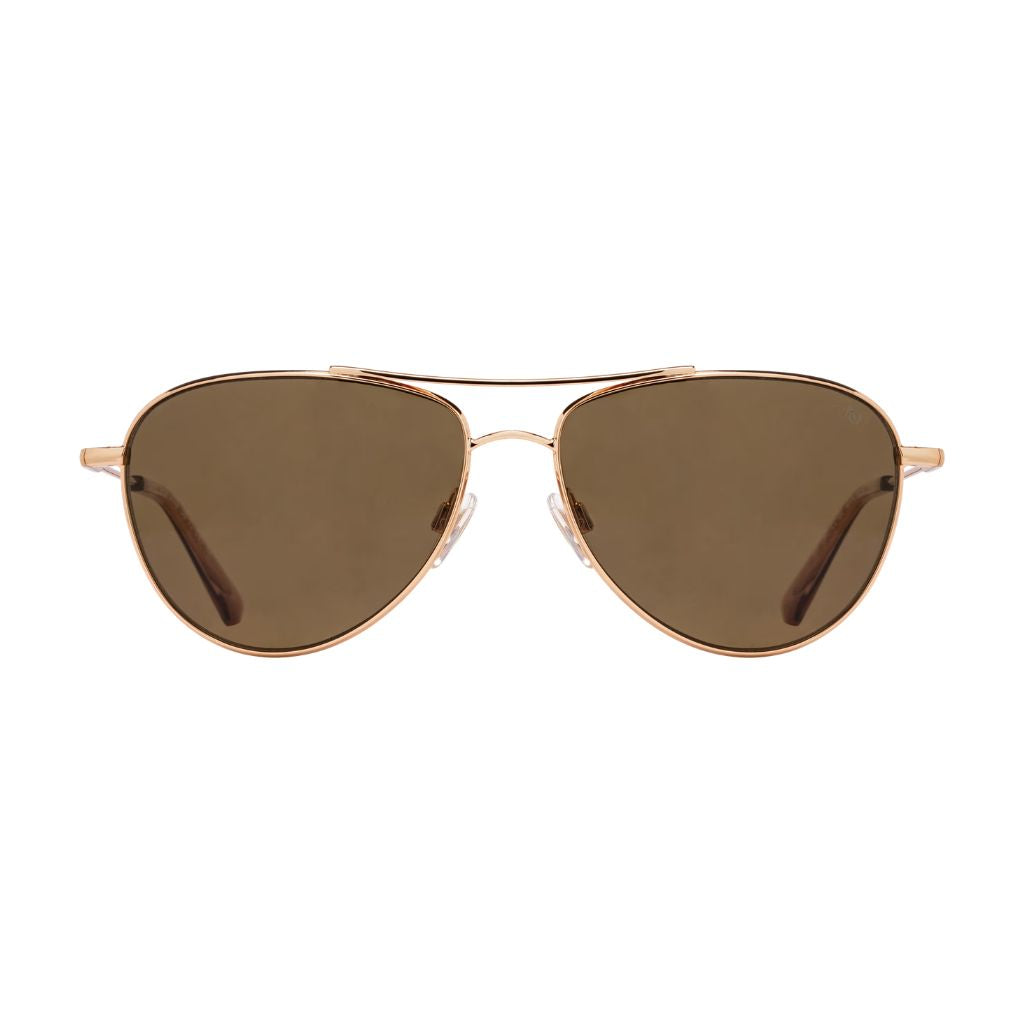 American Optical MARGOT Sonnenbrille Frontansicht Aviator Roségold Braun Gläser München Optiker Brillen Schneider