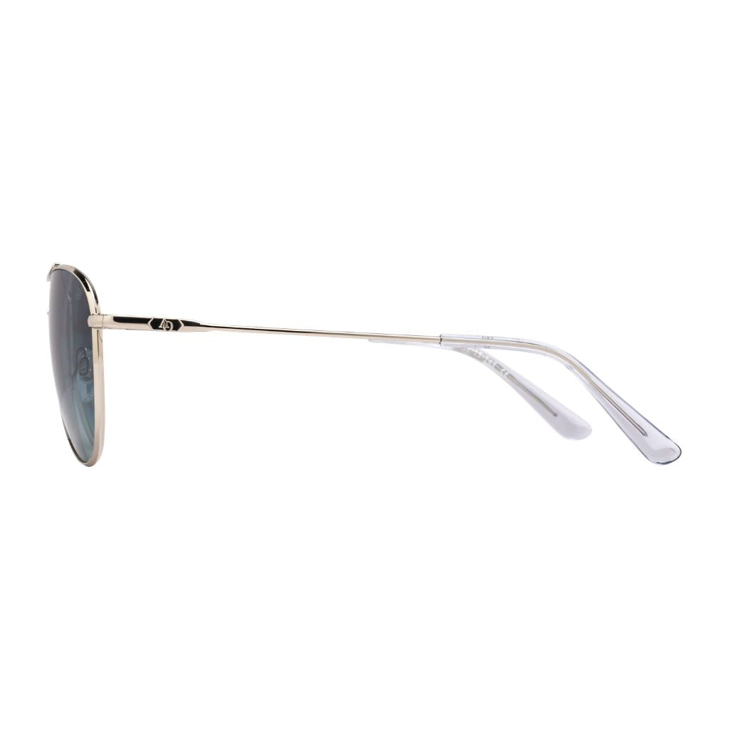 American Optical MARGOT Sonnenbrille Seitenansicht Metall Silber Acetat Bügel Navy modern München Optiker Brillen Schneider