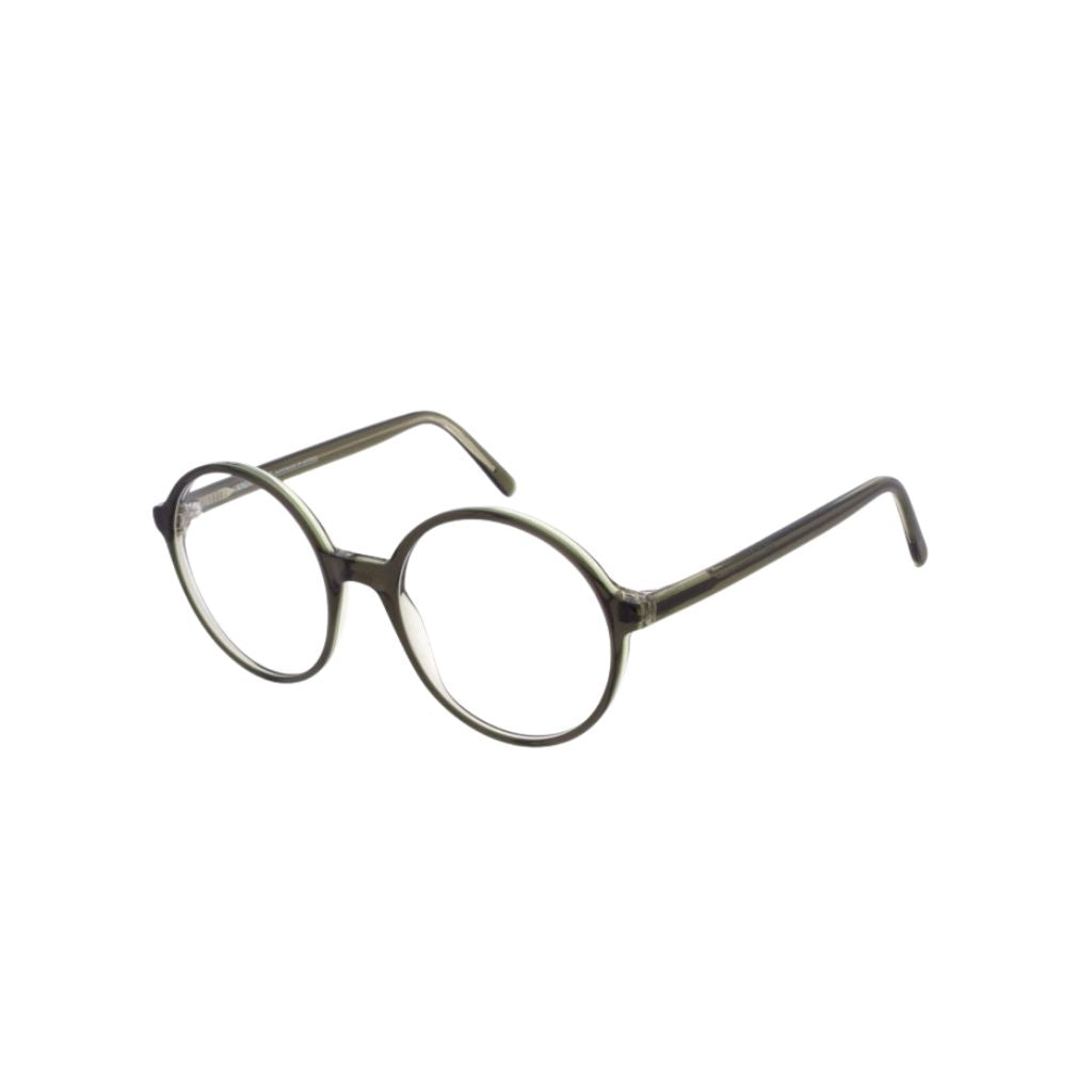 Designerbrille Andy Wolf LOLLY Olivgrün – Seitenansicht bei Optik Bartholomä München Maxvorstadt-Schwabing