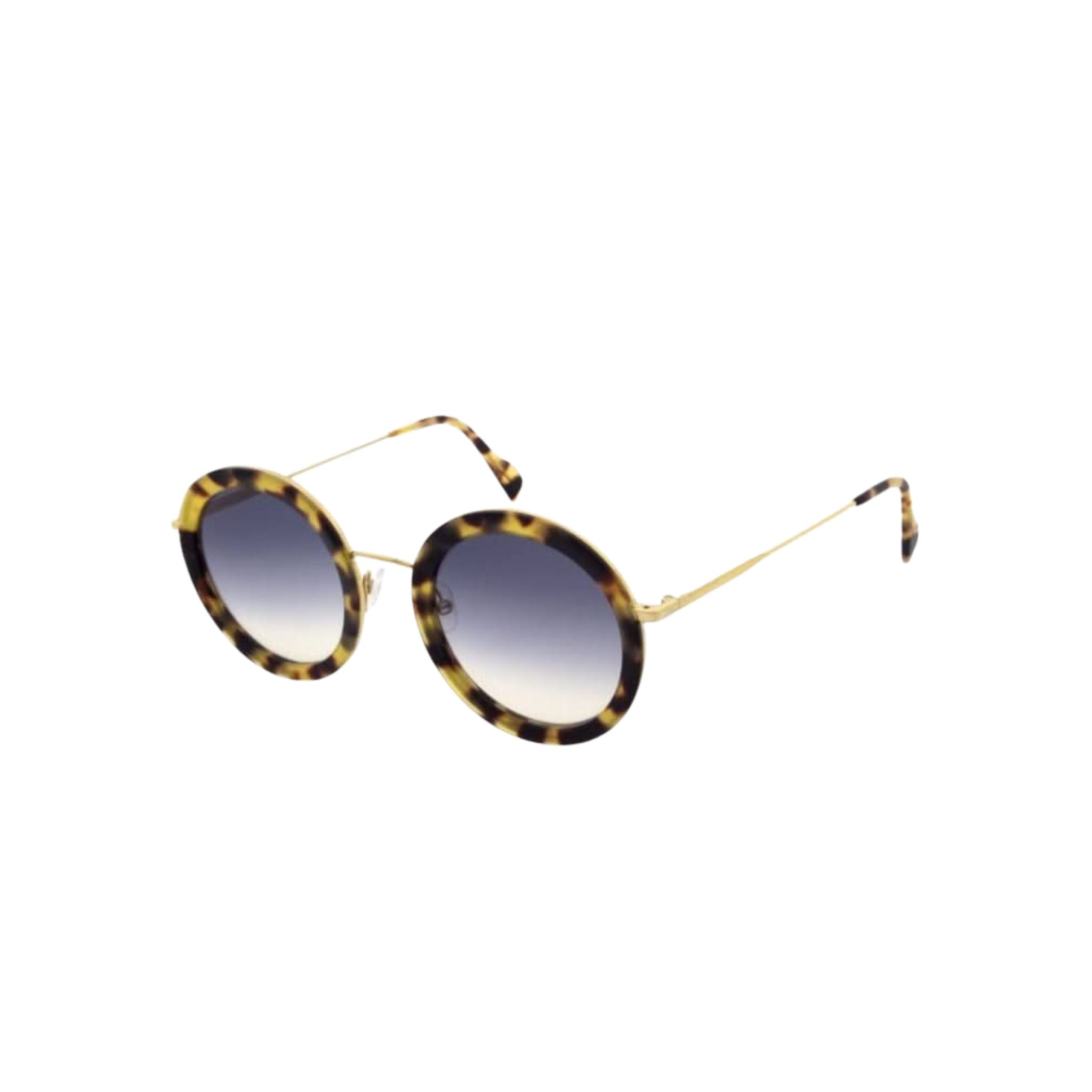 Andy Wolf Sonnenbrille Liss Sun Gelb-Schwarz Tortoise – Seitenansicht runde Designer-Sonnenbrille bei Optik Bartholomä München Maxvorstadt