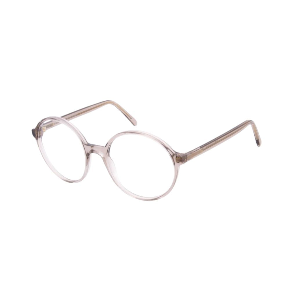 Designerbrille Andy Wolf LOLLY Transparent Rosa – Seitenansicht bei Optik Bartholomä München Maxvorstadt-Schwabing