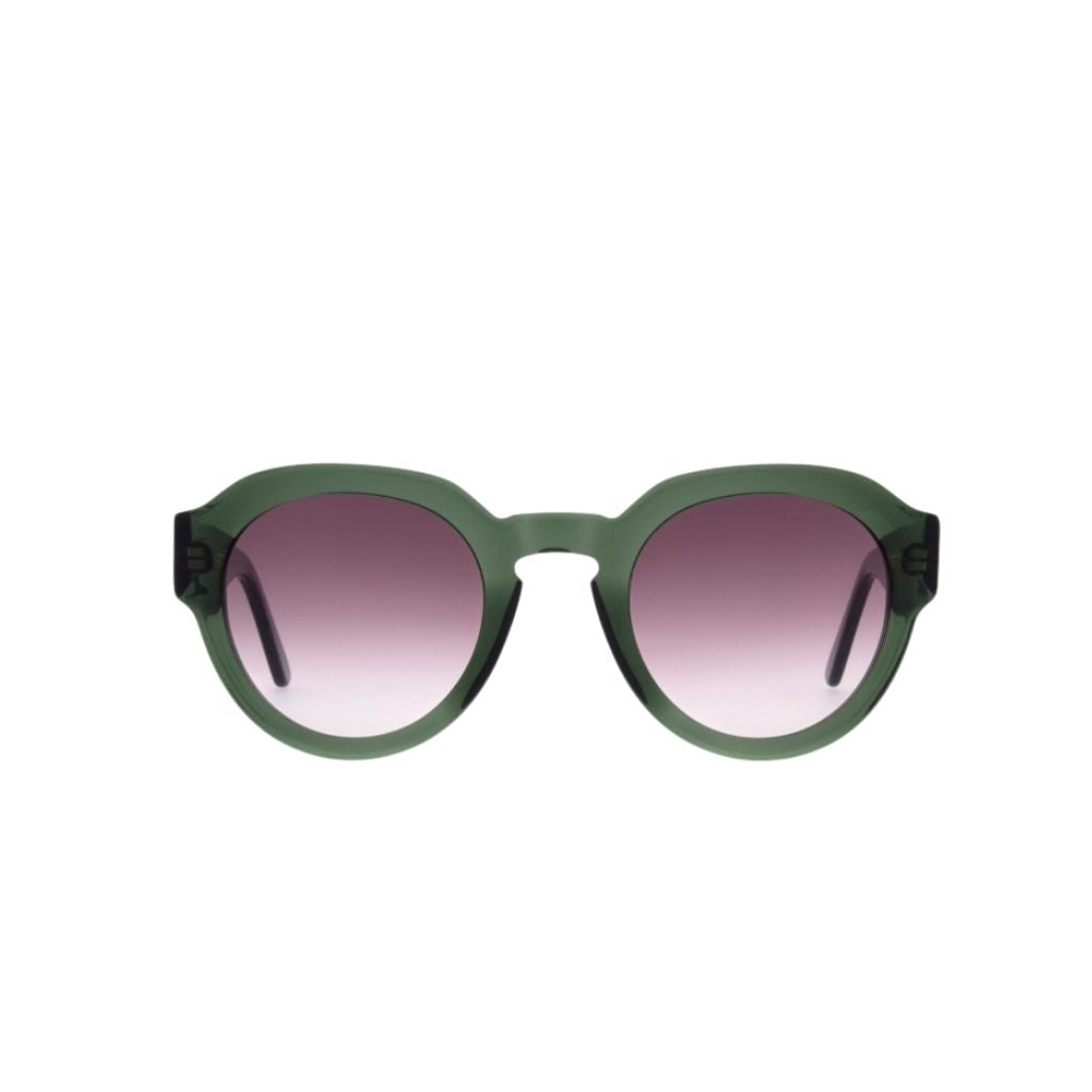 Designer-Sonnenbrille Andy Wolf Lupin Sun Grün-Violett – Frontansicht exklusiv bei Optik Bartholomä München Maxvorstadt-Schwabing