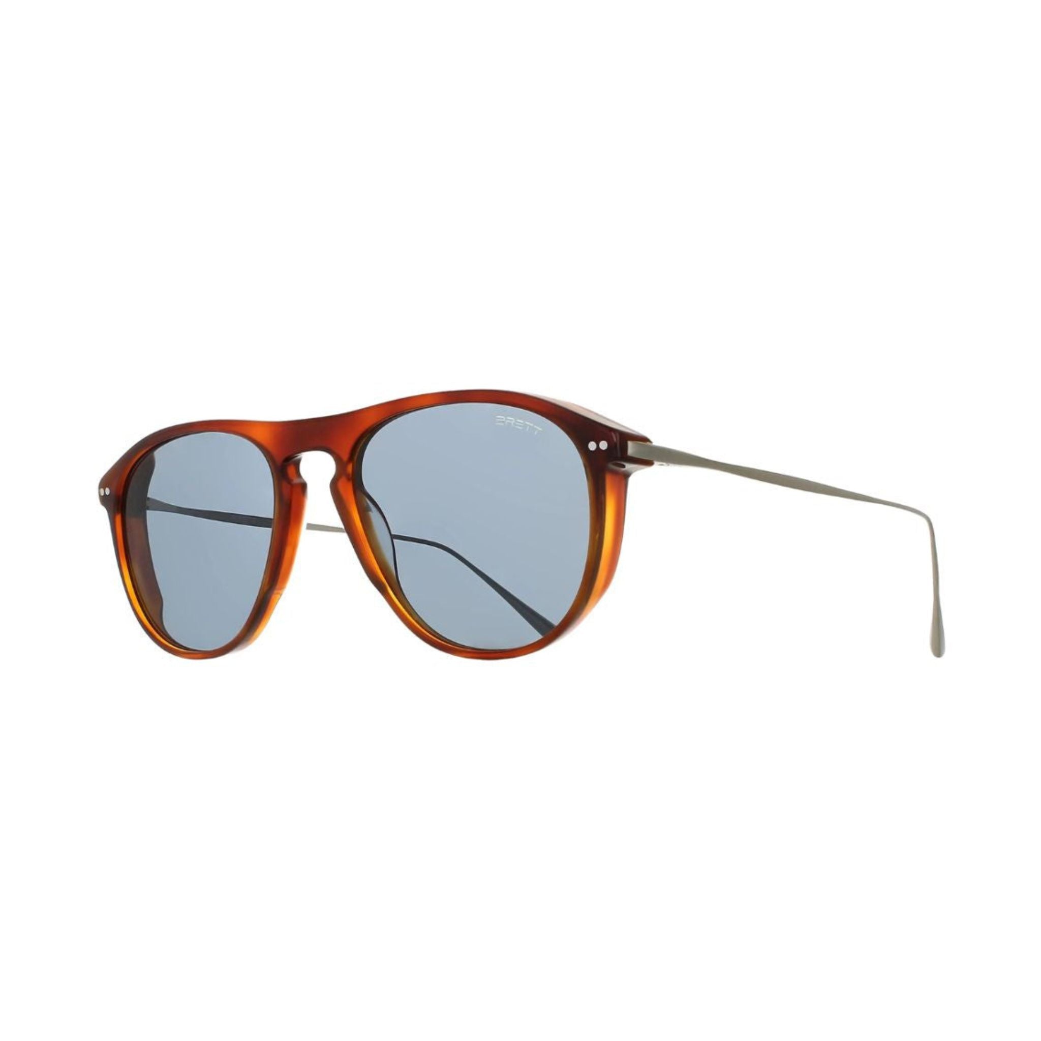 Brett Eyewear BARRY S C09 Sonnenbrille Seitenansicht Acetat Edelstahl Bügel Herren Havanna Silber Designer München Optiker Optik Bartholomä