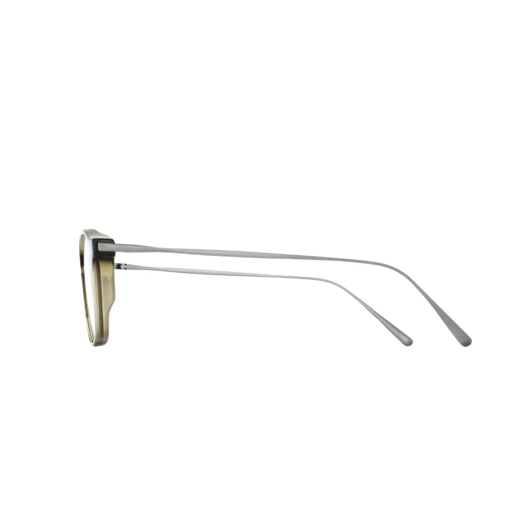 Brett Eyewear BILL C16 Detail Acetatfront khaki Edelstahlbügel silber hochwertige Verarbeitung Herrenbrille München Optiker Optik Bartholomä