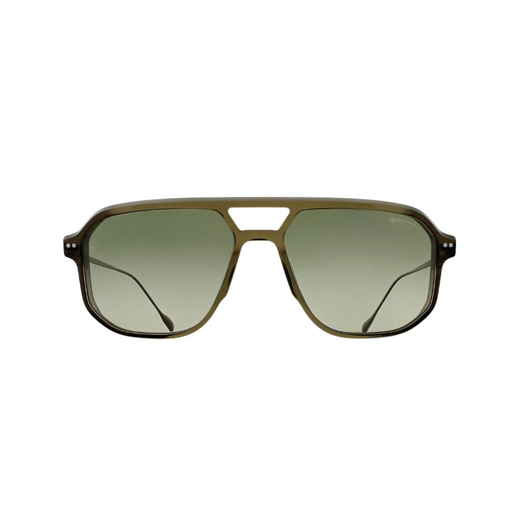 Brett Eyewear CHUCK SUN C16 Sonnenbrille Frontansicht Aviator Herren khaki grün silber große Fassung München Optiker Optik Bartholomä