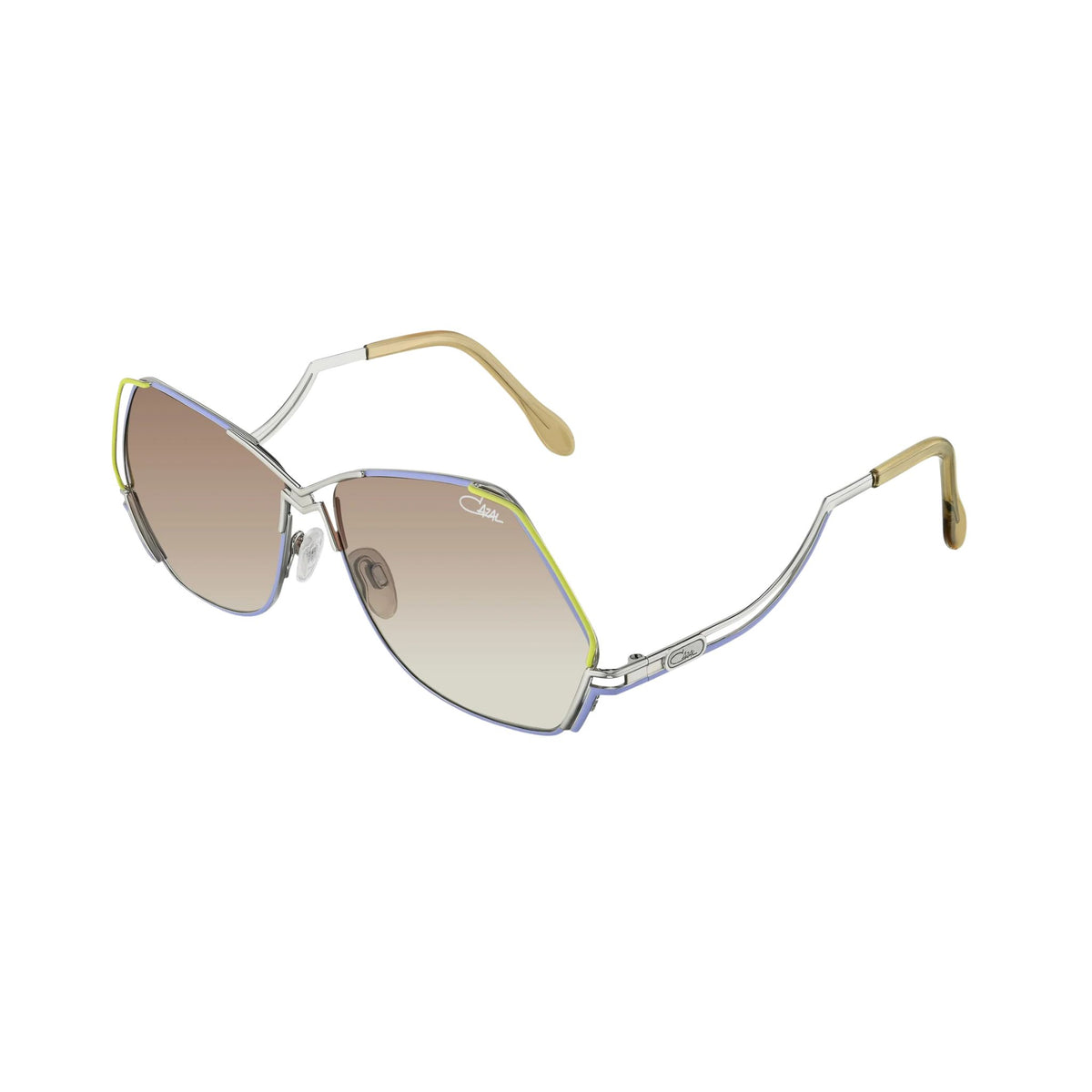 CAZAL 226/3 003 extravagante Designer-Sonnenbrille mit geometrischen Gläsern, markantem Doppelsteg und geschwungenen Metallbügeln im 80er-Jahre-Look