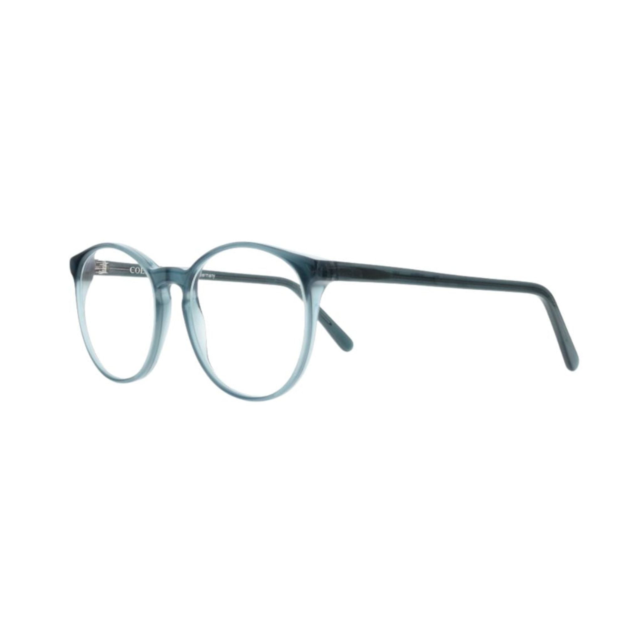 Colibris JANA 116 blau transparente Brille Seitenansicht Acetat Pantoform kleine Gesichter Damenbrille München Optiker Maxvorstadt
