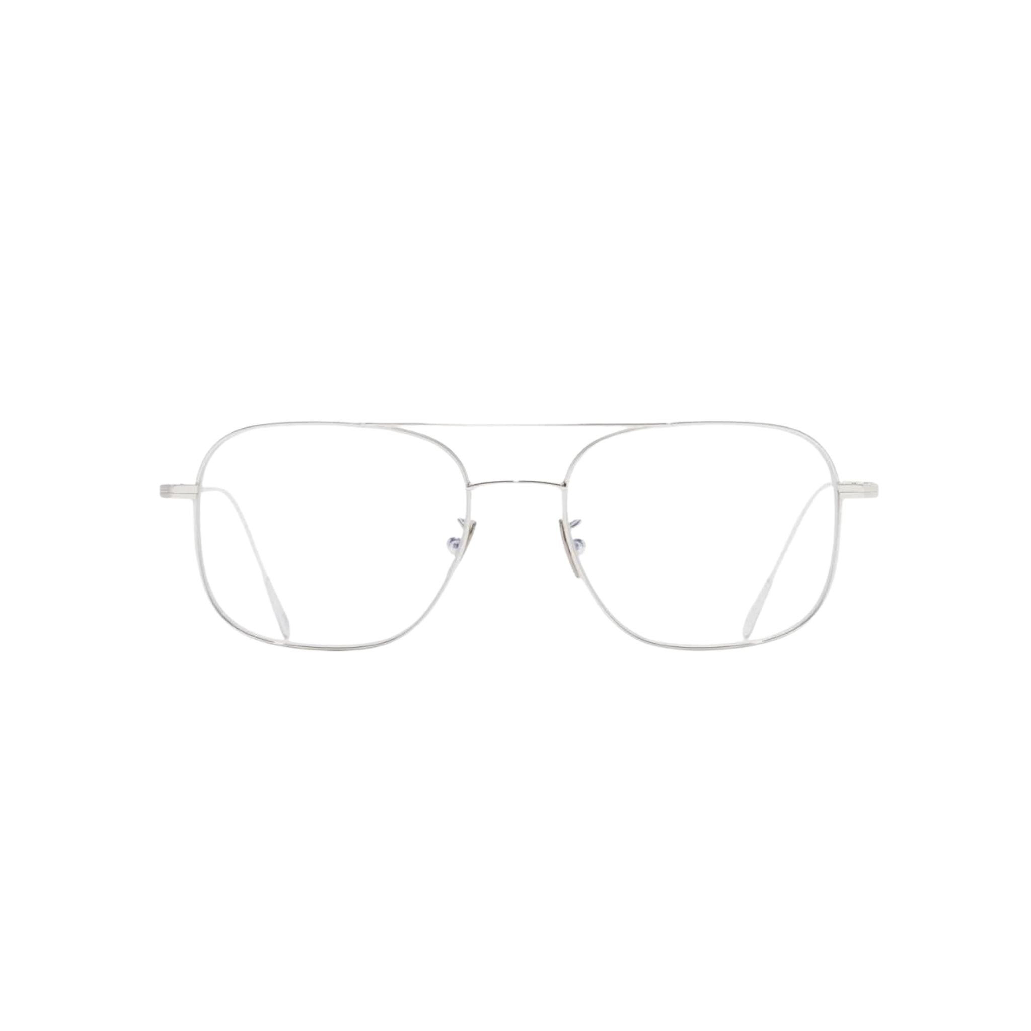 Frontansicht der Cutler and Gross 0003 Aviator Opticals in 18K White Gold Rhodium – filigrane Metallbrille mit Aviator-Form bei Brillen Schneider München