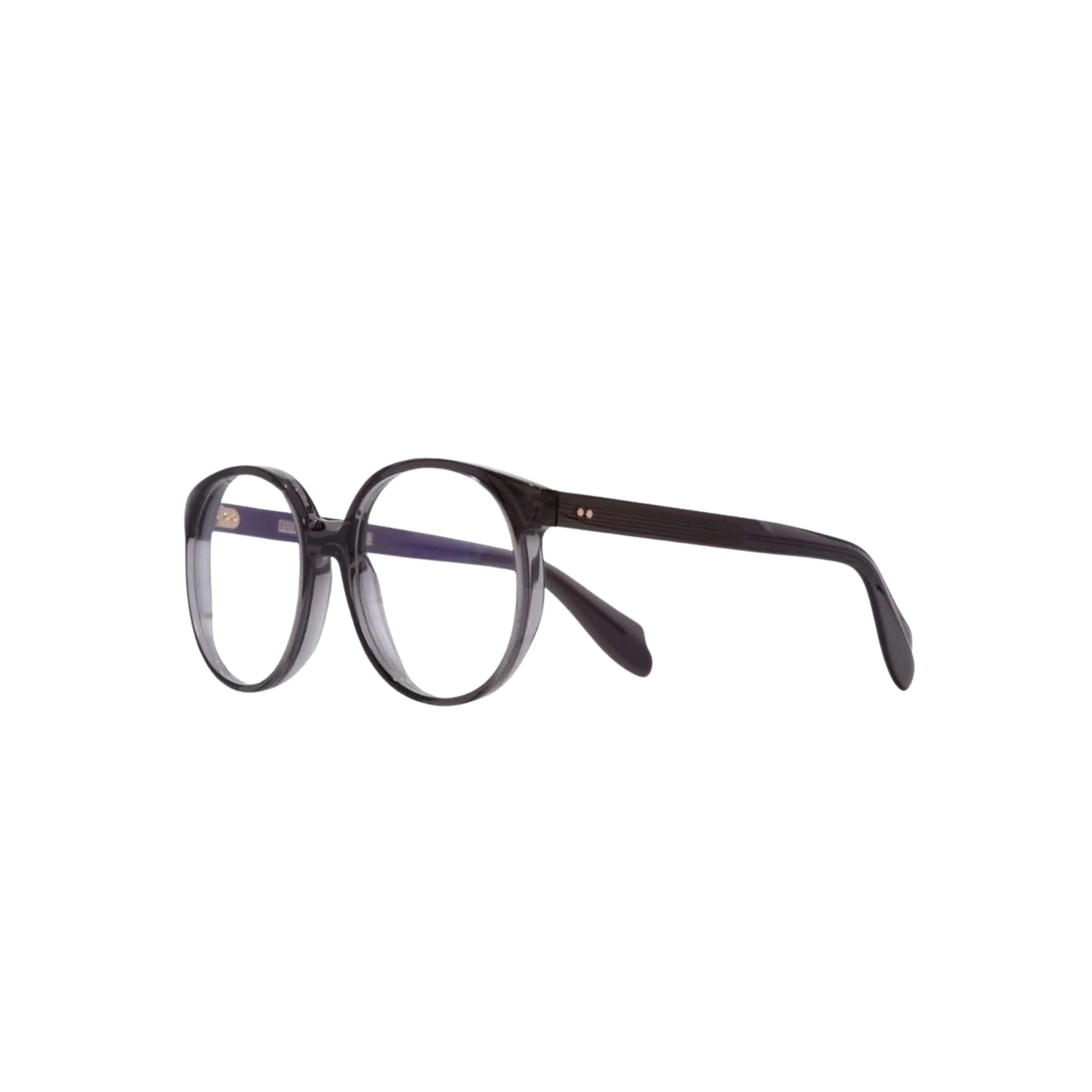 Seitenansicht der Cutler and Gross 1395 Round Opticals Dark Grey mit 5-barrel Scharnieren – Brillen Schneider München.