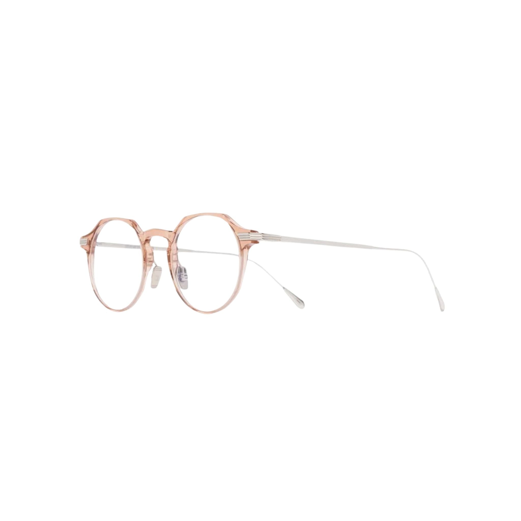 Seitenansicht der Cutler and Gross AUOP 0008 04 Peach on 18K Rhodium – handgefertigte Designerbrille mit filigranen Bügeln bei Brillen Schneider München Maxvorstadt