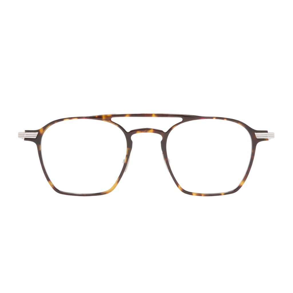 Frontansicht der Cutler and Gross AUOP 0009 02 in Havana on 18K Rhodium – markante Navigator-Brille mit Doppelsteg bei Brillen Schneider München