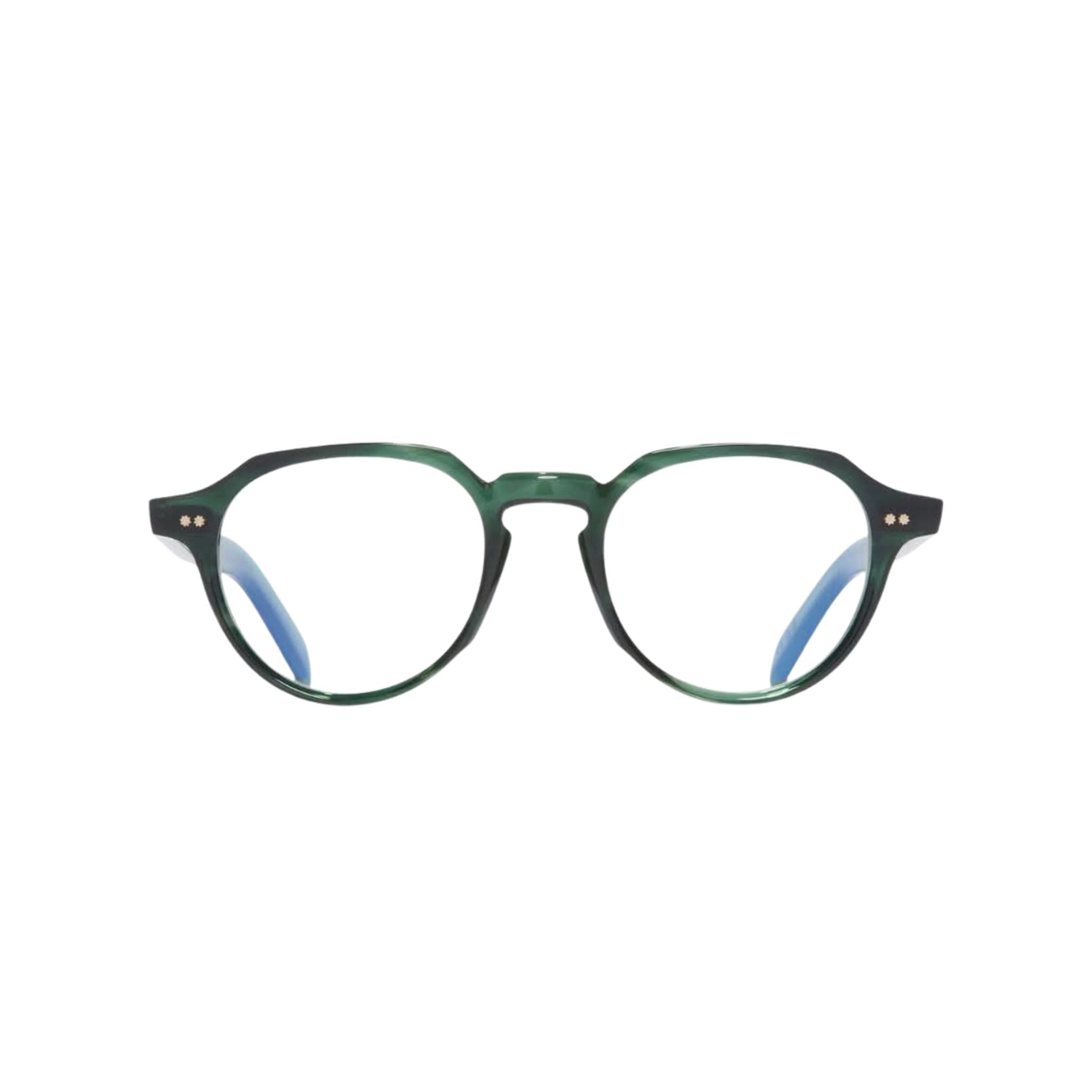 Cutler and Gross GR06 Striped Dark Green (03) – Frontansicht, handgefertigte Designerbrille bei Brillen Schneider München