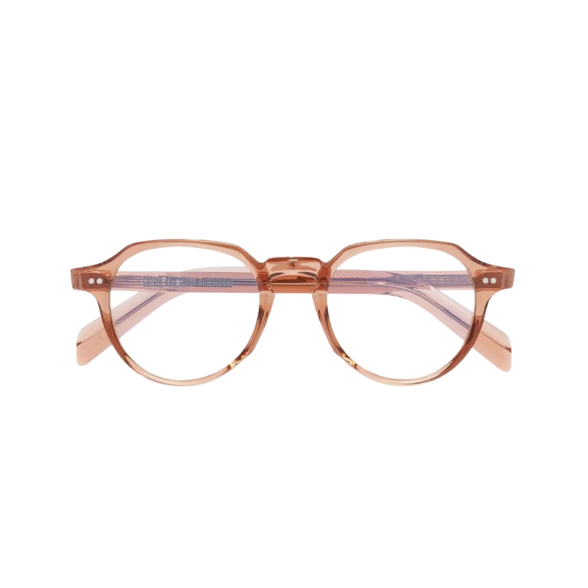 Detailaufnahme der Cutler and Gross GR06 Crystal Peach (04) mit feiner Verarbeitung und edlem Design – Brillen Schneider München