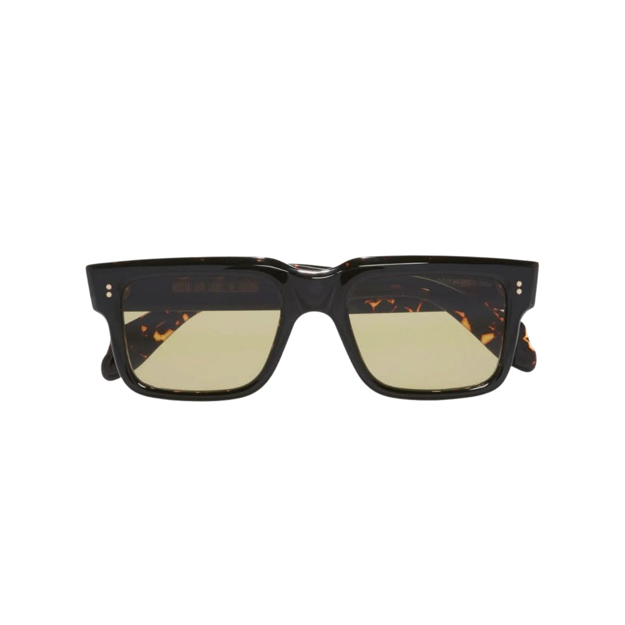 Detailaufnahme der Cutler and Gross Designersonnenbrille 1403 bei Brillen Schneider München – luxuriöse Verarbeitung, Scharnier und Material im Fokus.