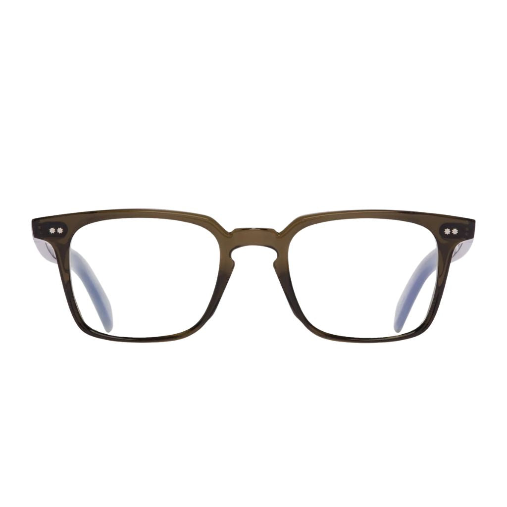 Frontansicht der Cutler and Gross GR10 04 in Olive – rechteckige Designerbrille aus Acetat bei Brillen Schneider in München
