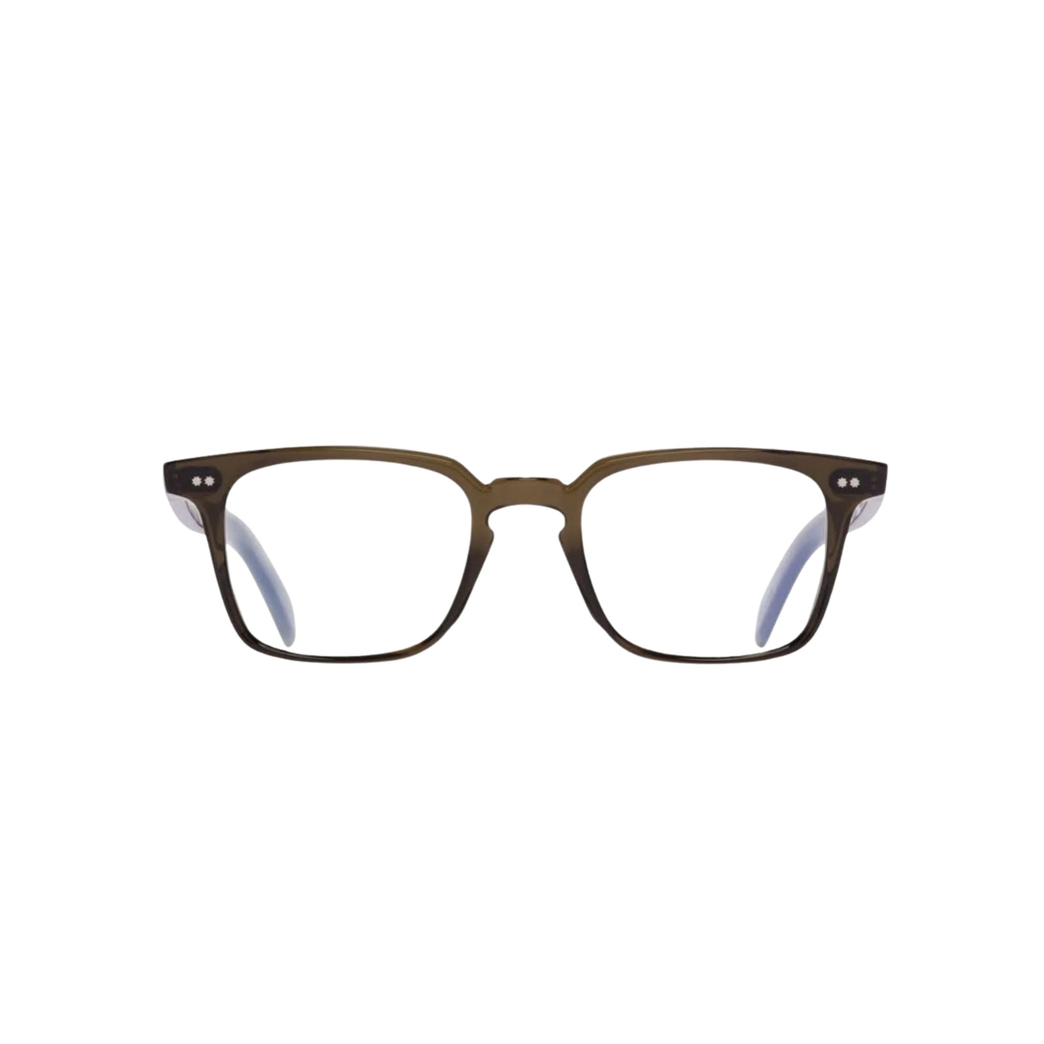 Frontansicht der Cutler and Gross GR10 04 in Olive – rechteckige Designerbrille aus Acetat bei Brillen Schneider in München