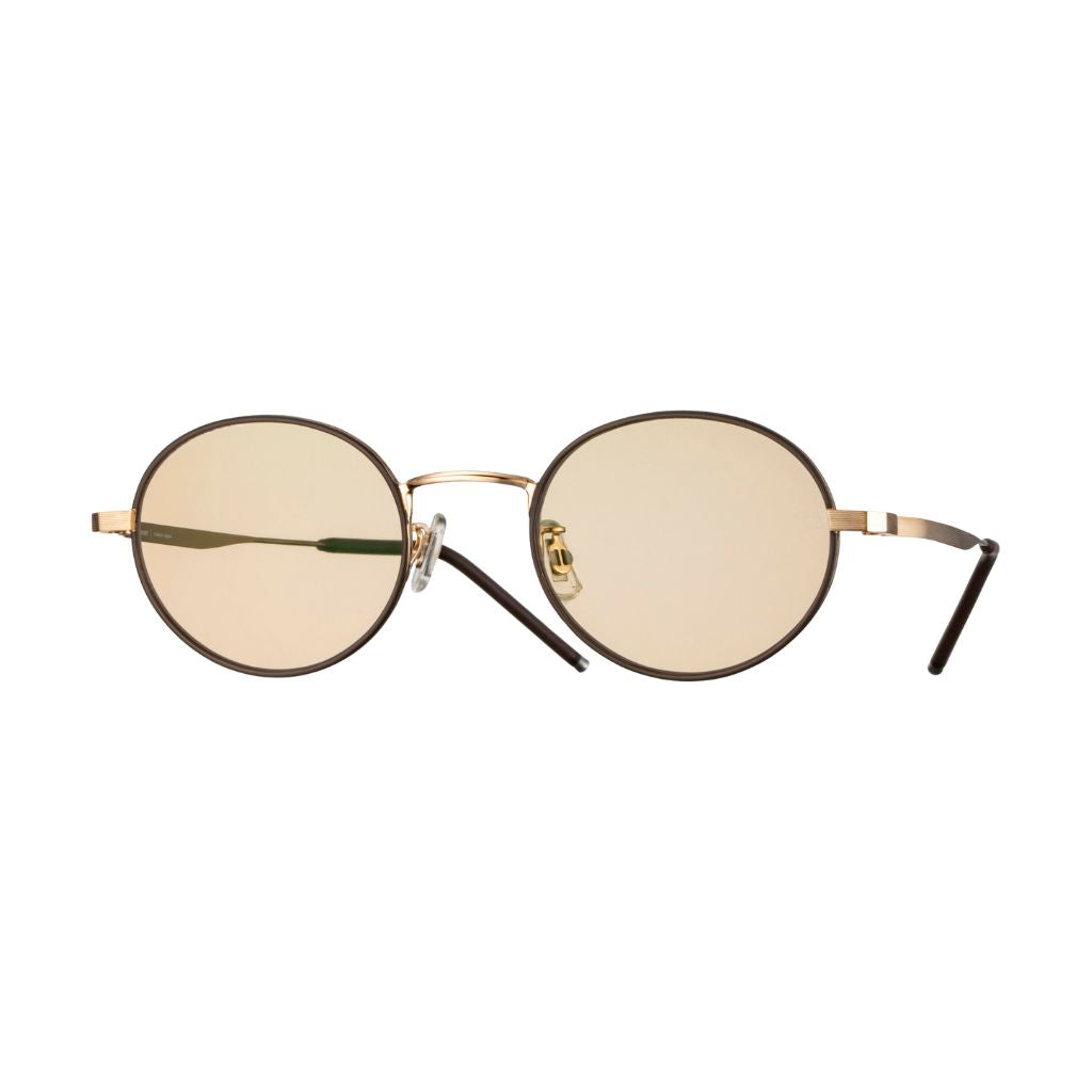 E5 EYEVAN M21 Brown Gold Sonnenbrille Frontansicht mit runder Titanfassung in Braun-Gold und braunen Gläsern bei Brillen Schneider München