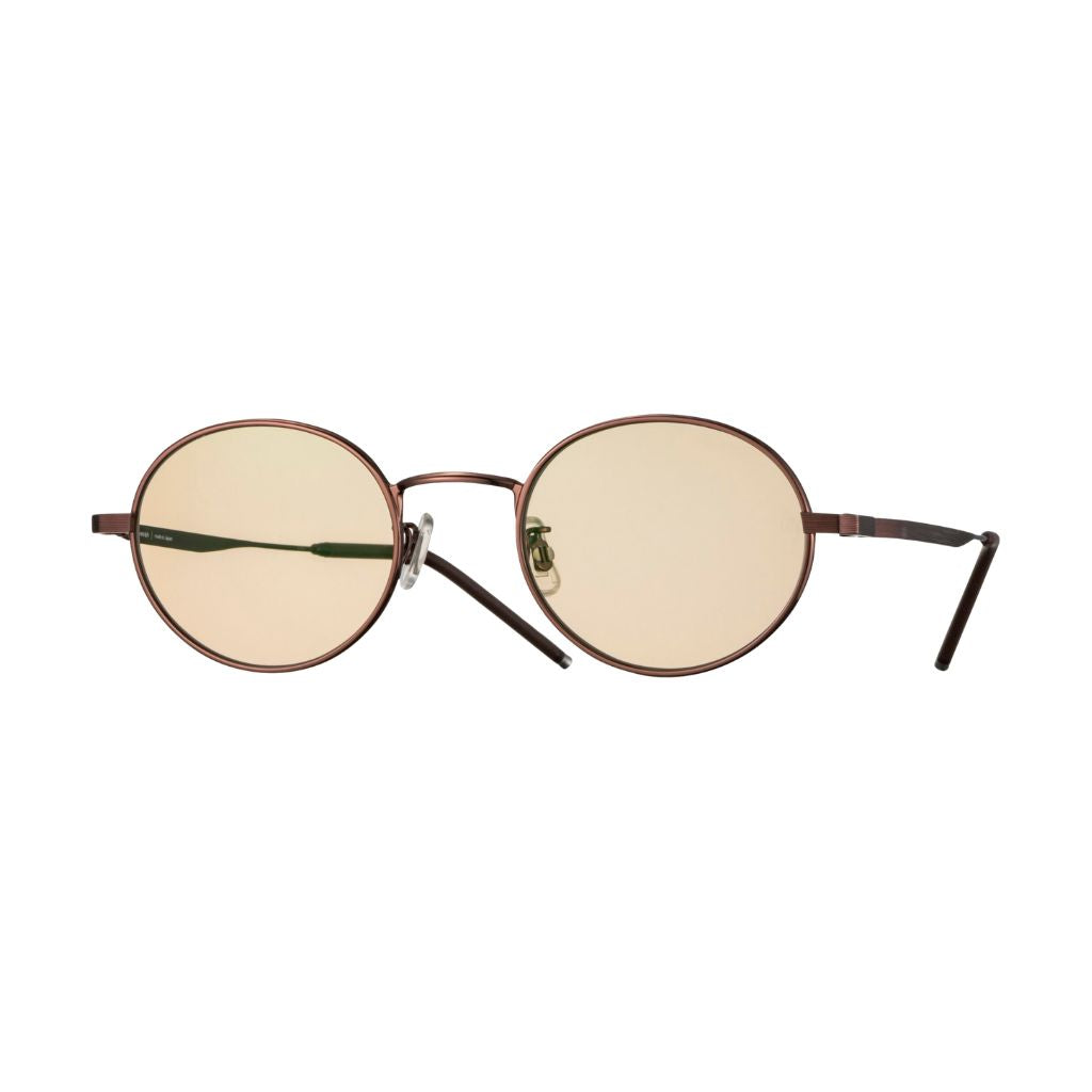 E5 EYEVAN M21  BRZ BRZ Bronze Sonnenbrille Frontansicht mit runder Titanfassung in Bronze und braunen Gläsern bei Brillen Schneider München