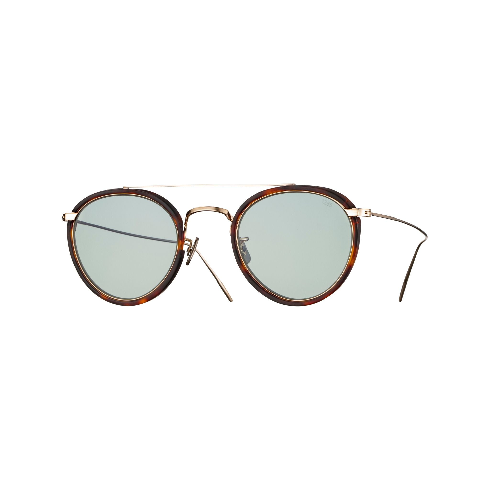 EYEVAN 7285 762 352902 Sonnenbrille Frontansicht rund Double Bridge Havanna Gold grüne Gläser München Optiker Brillen Schneider