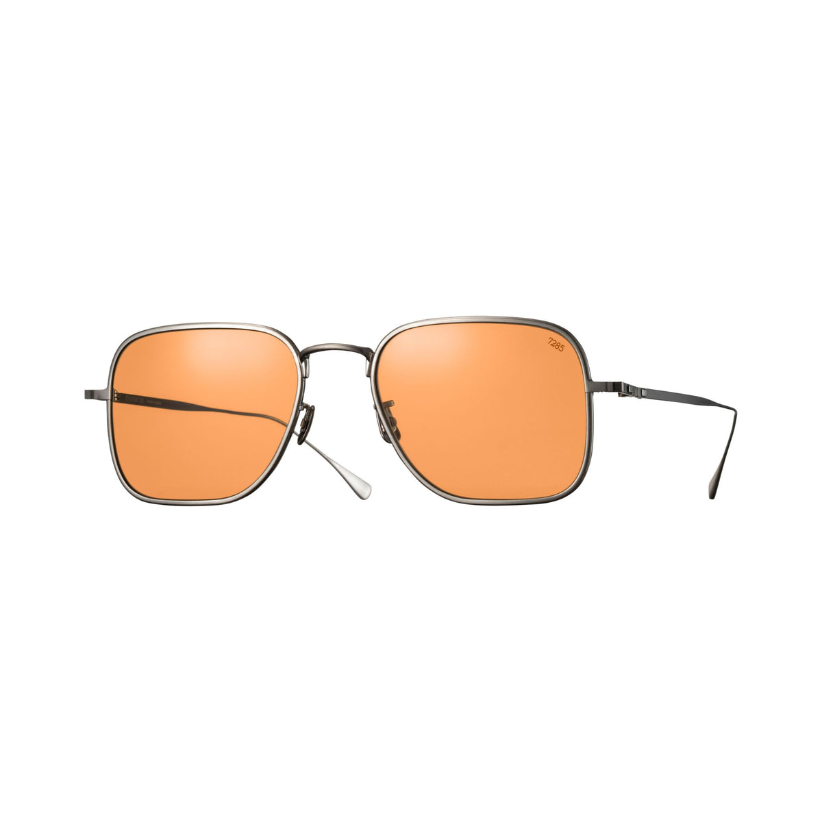 EYEVAN 7285 1023 812 eckige Metall-Sonnenbrille mit dunkel silbergrauem Rahmen, großen orangebraunen Sonnengläsern, geschwungenem Steg und filigranen Metallbügeln – BRILLEN SCHNEIDER München