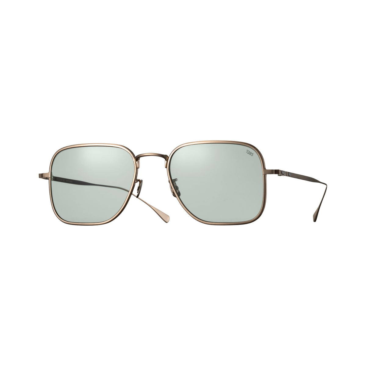 EYEVAN 7285 1023 911 eckige Sonnenbrille mit warm bronzefarbenem Metallrahmen, großen grünlich-grauen Sonnengläsern, geschwungenem Metallsteg und schlanken Bügeln – BRILLEN SCHNEIDER München