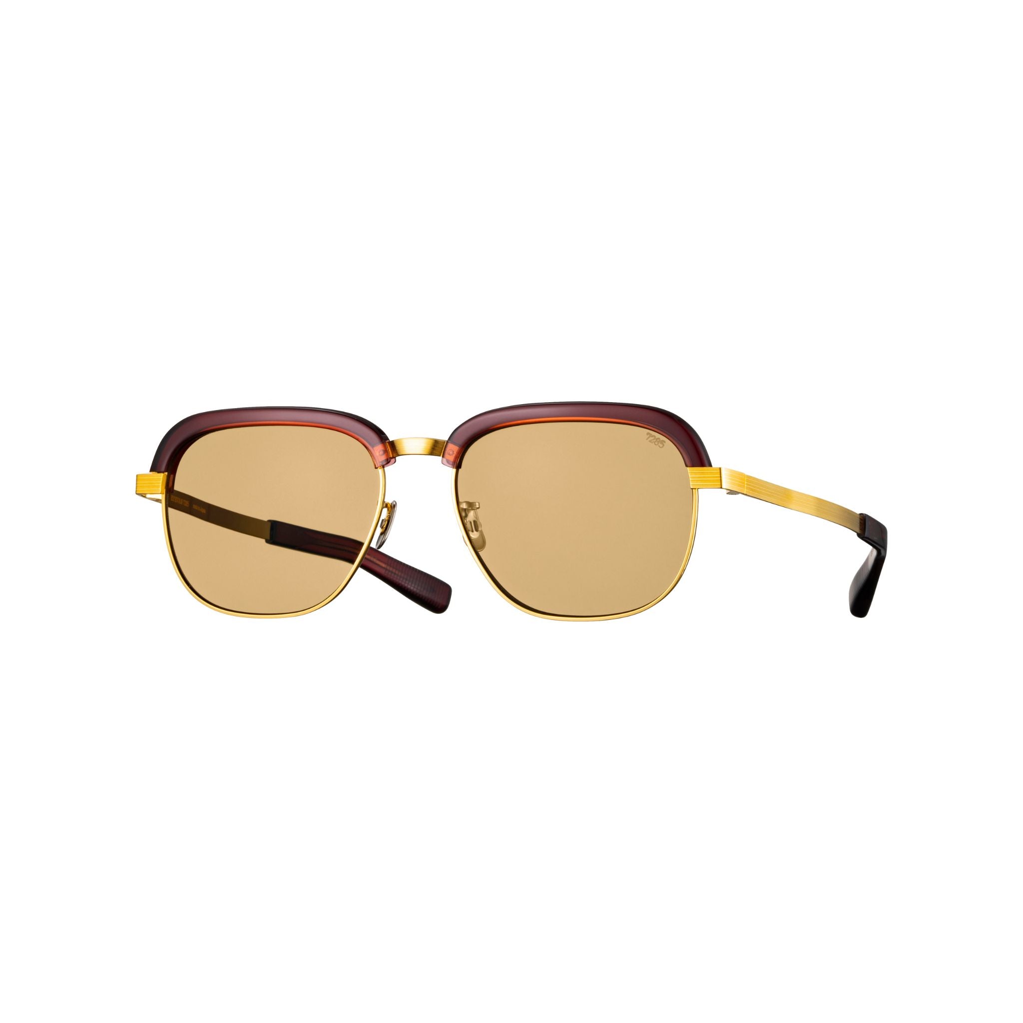 EYEVAN 7285 650 S Designer-Sonnenbrille Frontansicht Browline Gold Acetat braun Gläser München Optiker Brillen Schneider