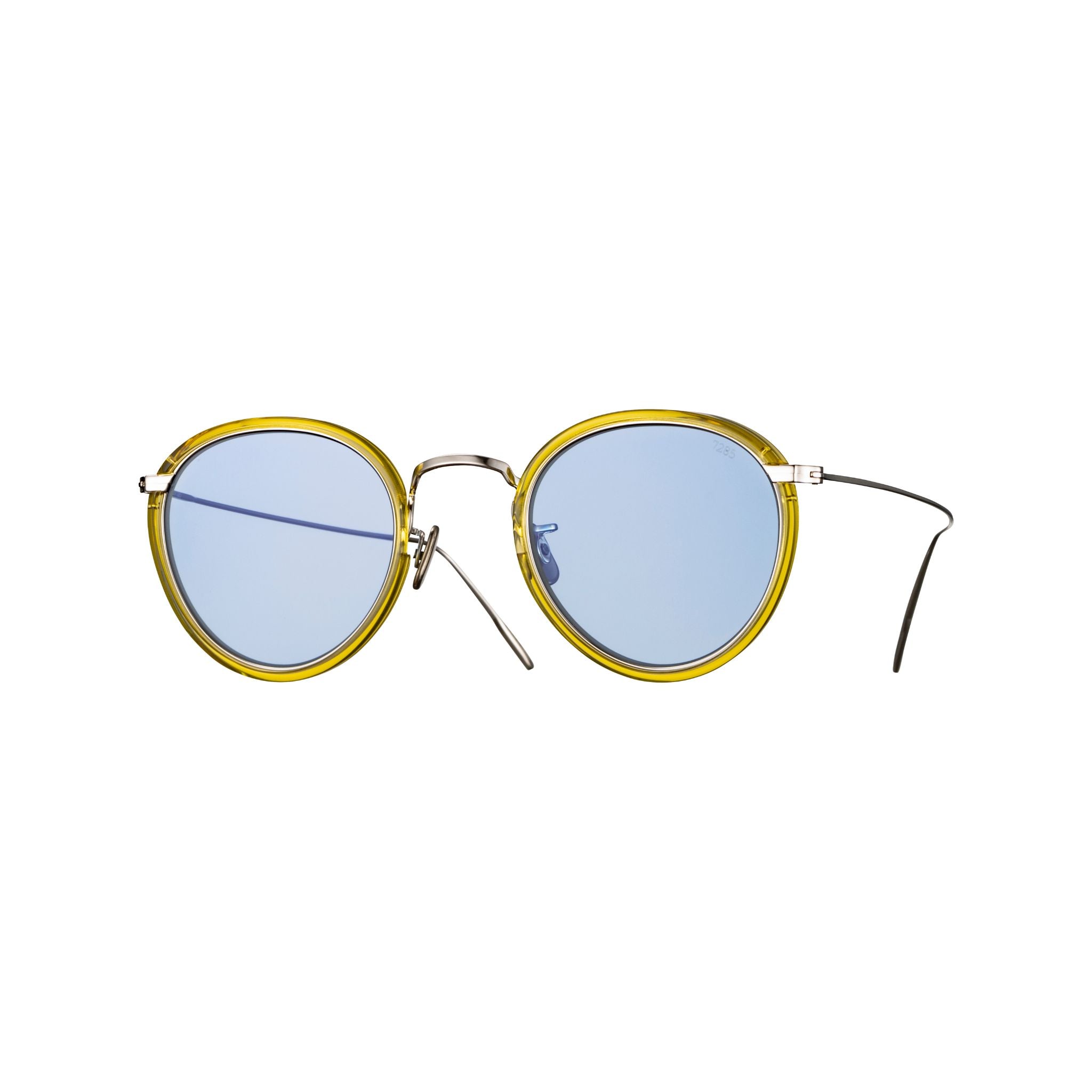 EYEVAN 7285 717 E 355800 Panto-Sonnenbrille Frontansicht rund gelb blau Acetat Metall München Optiker Brillen Schneider