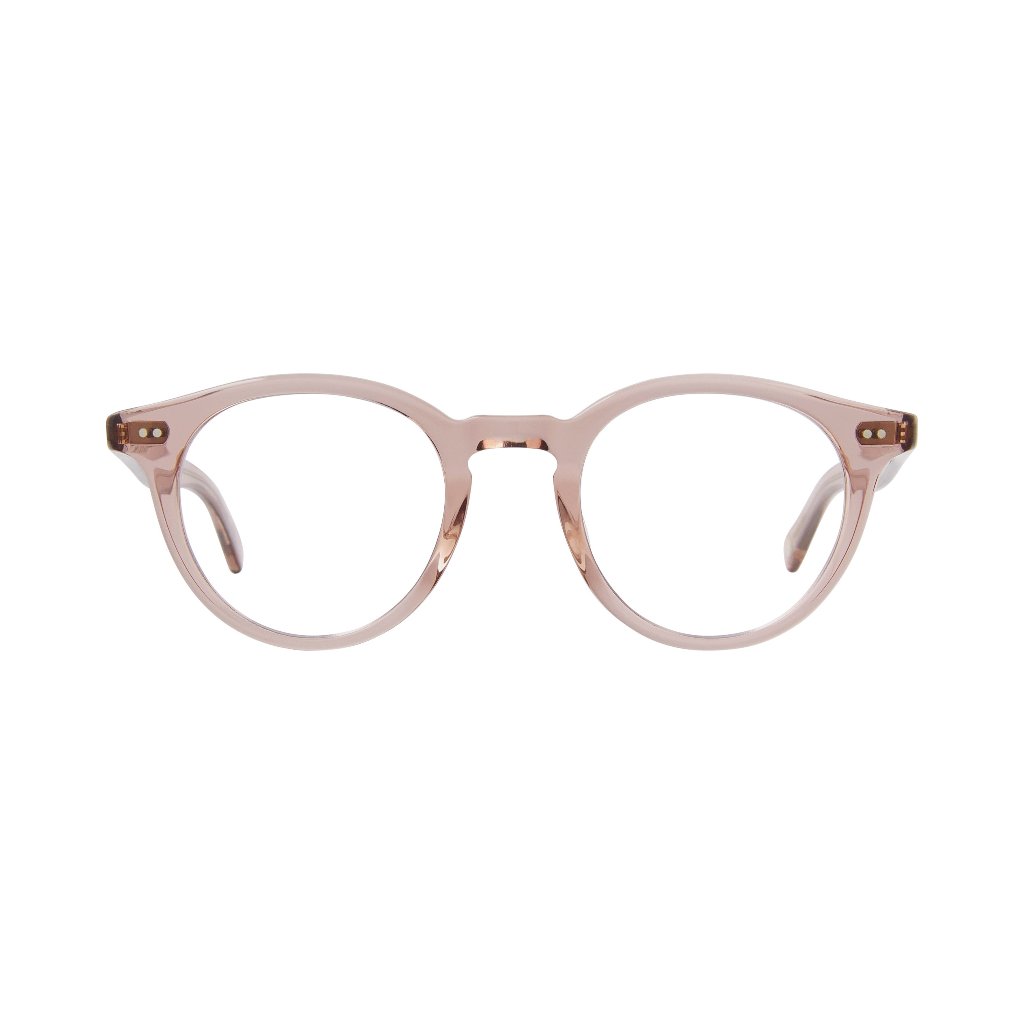 Frontansicht der Garrett Leight Brille, Modell Clune X in der Farbe Desert Rose, erhältlich bei Optik Bartholomä in München. Klassisches Design mit sanften Rosatönen und klarer Linienführung für einen zeitgemäßen, eleganten Look.