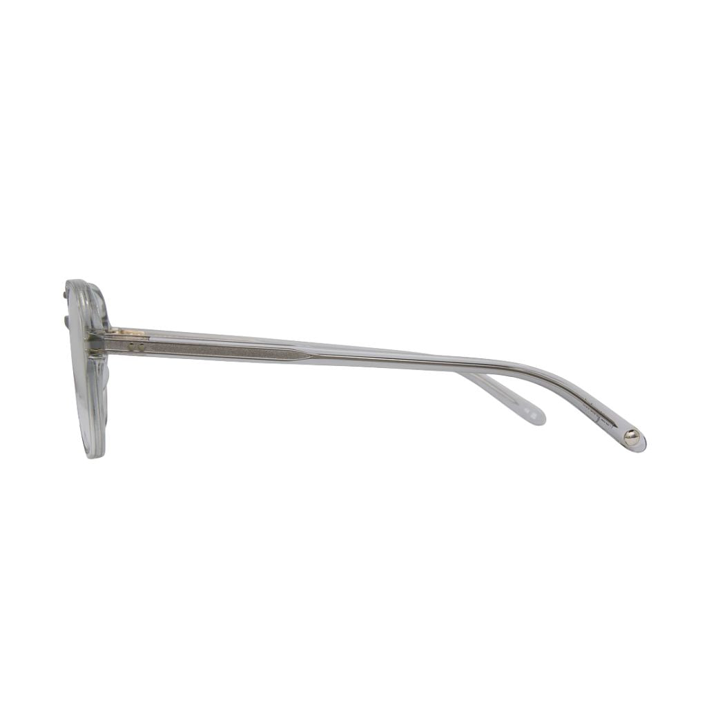 Garrett Leight DOC Light Light Grey Brille Seitenansicht Acetatfassung grau transparent Unisex Designerbrille München Optiker Optik Bartholomä
