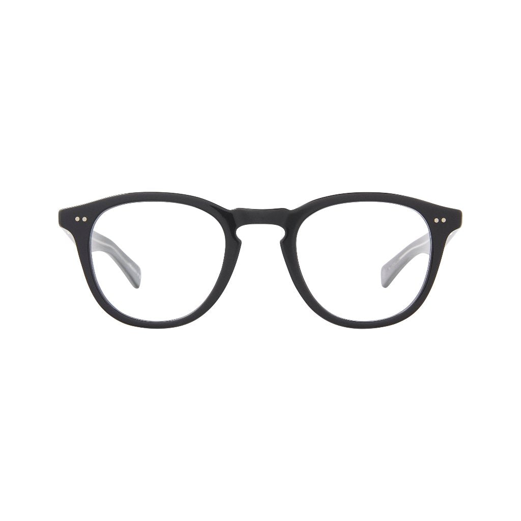 Garrett Leight Brille, Modell Hampton X in der Farbe Black, erhältlich bei Optik Bartholomä in München. Präzise Verarbeitung mit klaren, stilvollen Akzenten, die das luxuriöse Design unterstreichen.