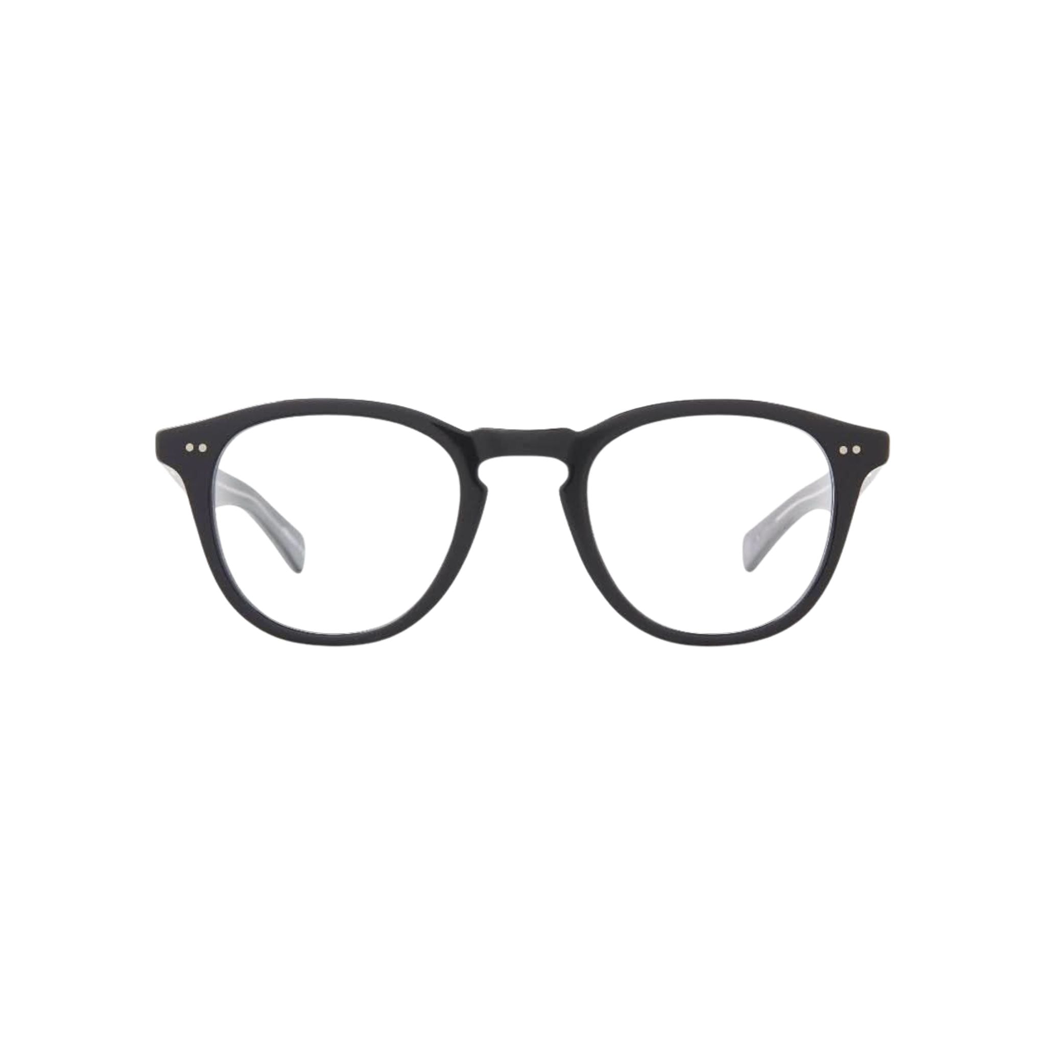 Garrett Leight Brille, Modell Hampton X in der Farbe Black, erhältlich bei Optik Bartholomä in München. Präzise Verarbeitung mit klaren, stilvollen Akzenten, die das luxuriöse Design unterstreichen.