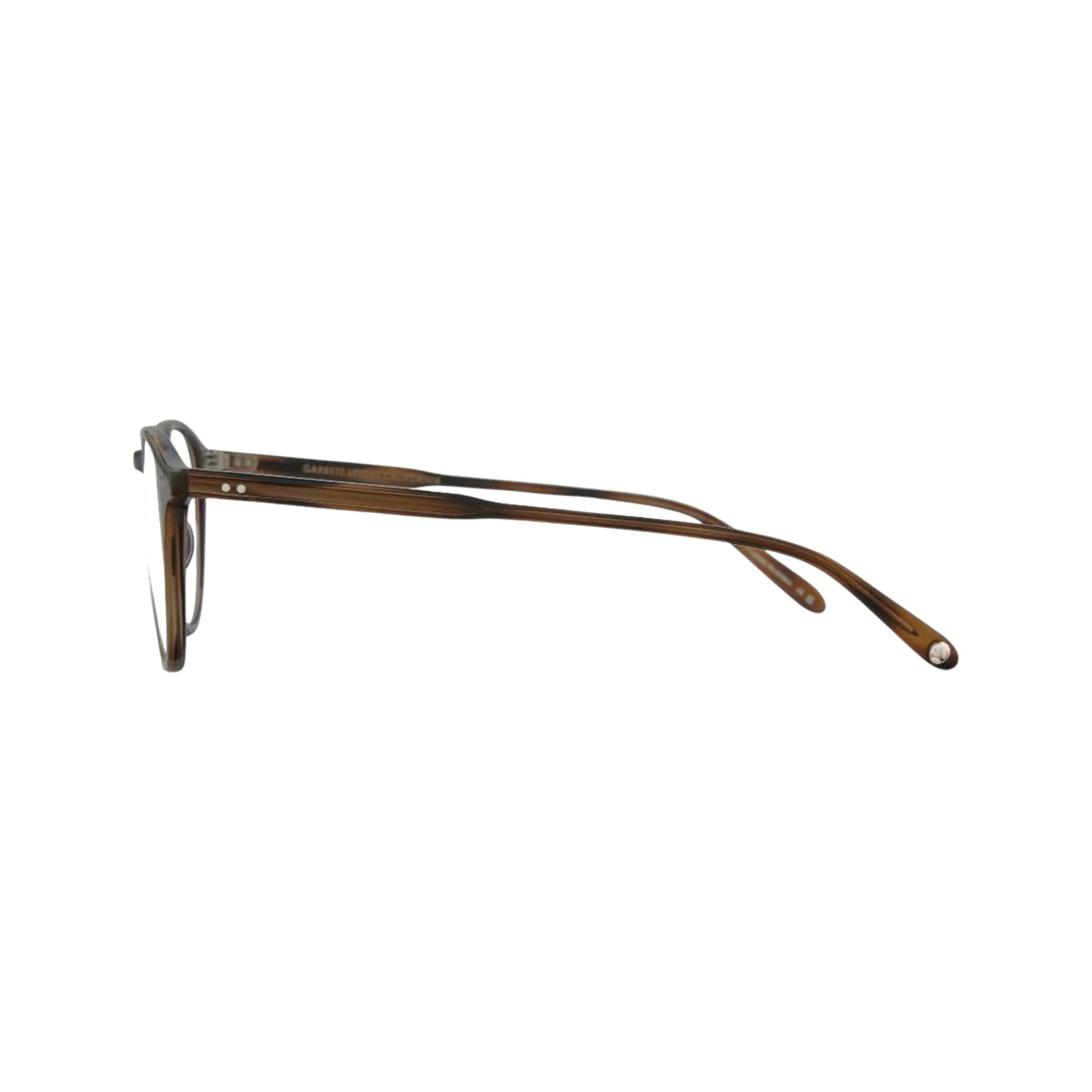 Seitenansicht der Garrett Leight Hampton Brille in Spotted Brown Shell, entdecken bei Optik Bartholomä München.
